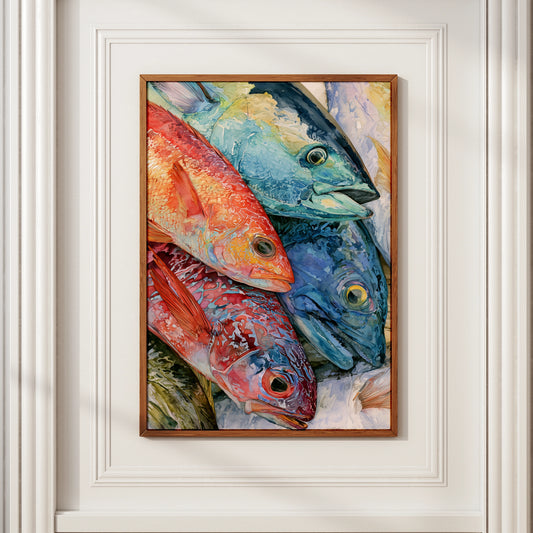 Colourful Fish Watercolour Poster, Ocean Sea Life Wall Art Print