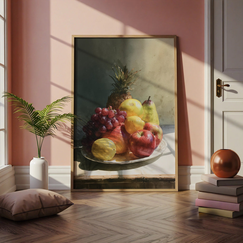 Fruit Still Life Poster, Watercolour Wall Art, Classic Kitchen Print