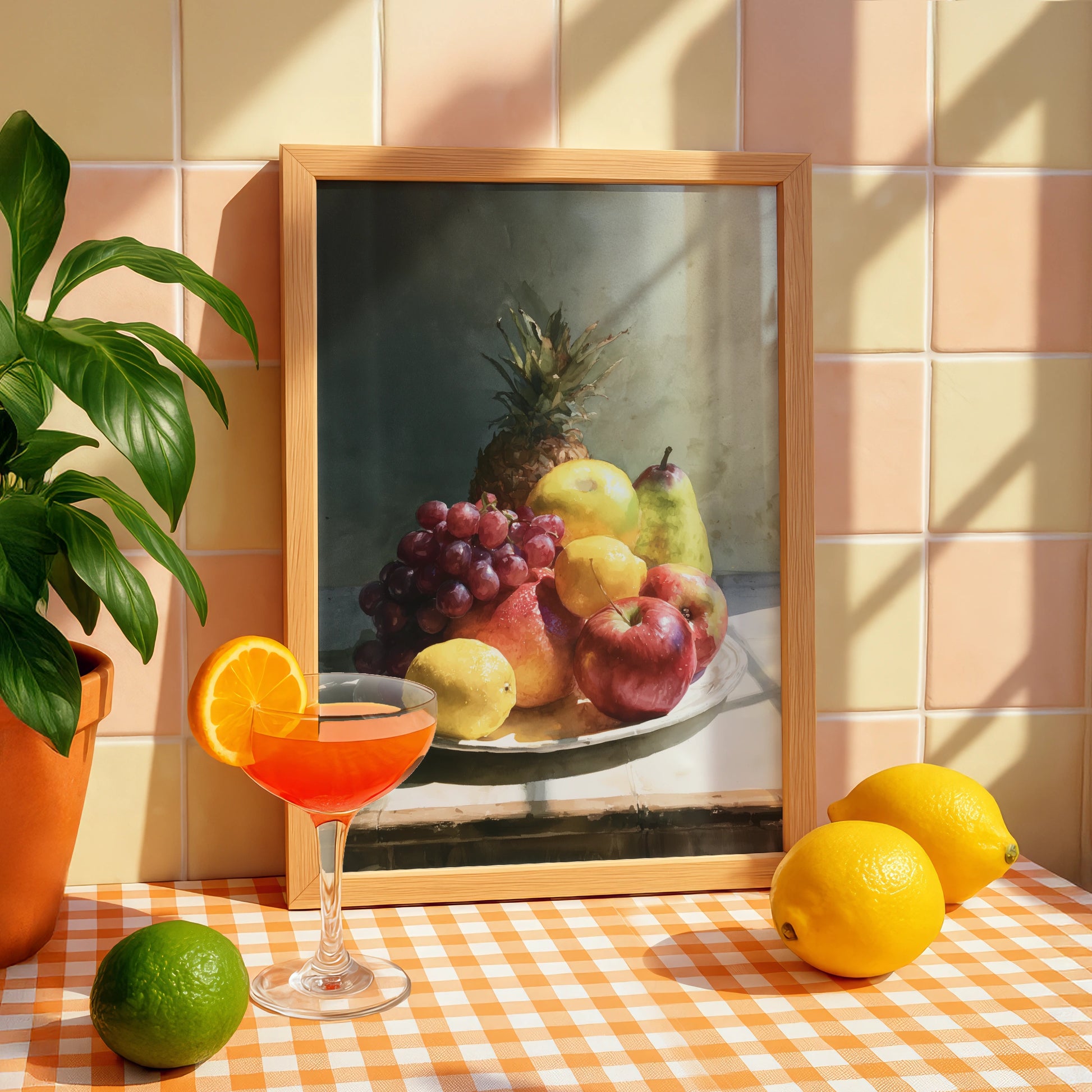Fruit Still Life Poster, Watercolour Wall Art, Classic Kitchen Print