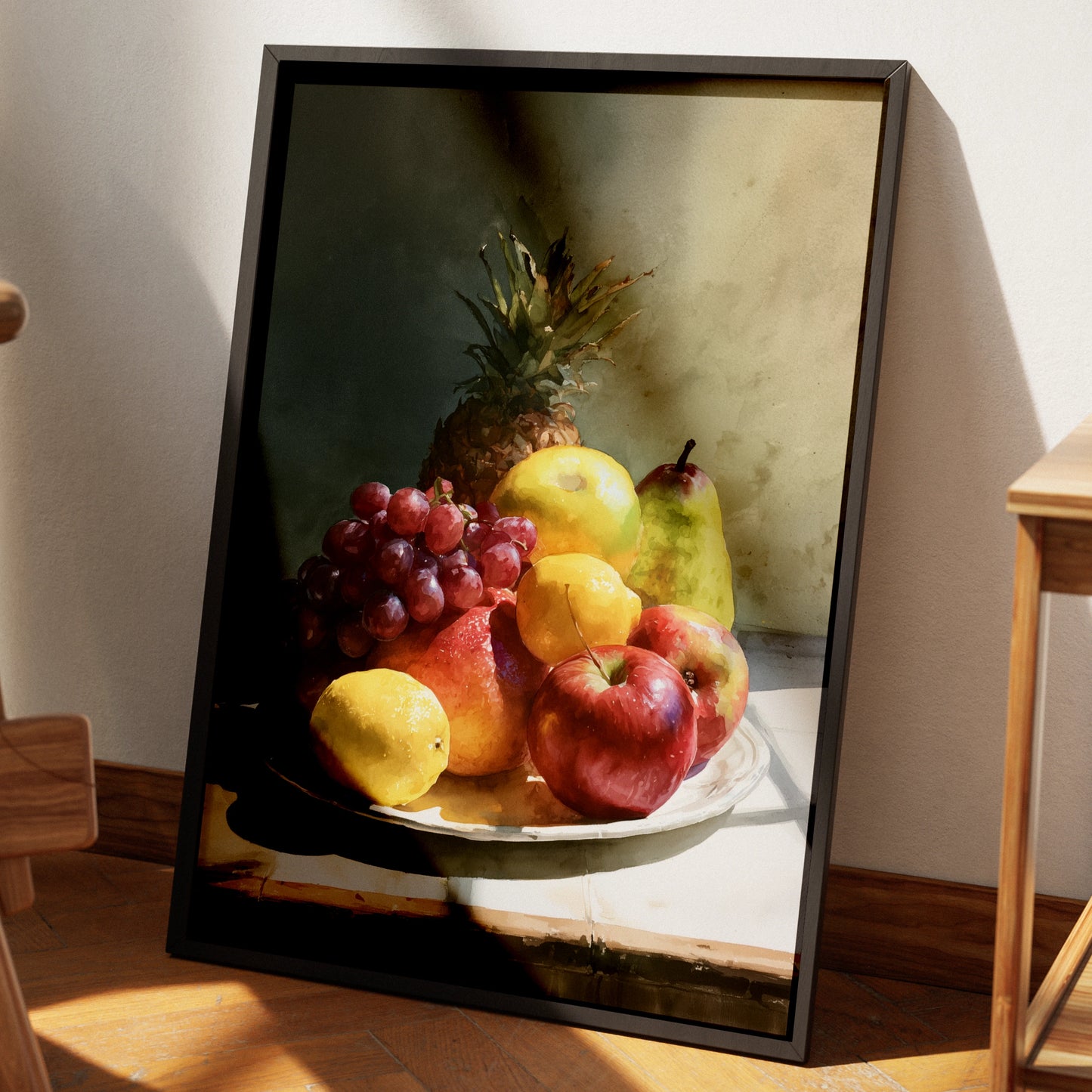 Fruit Still Life Poster, Watercolour Wall Art, Classic Kitchen Print