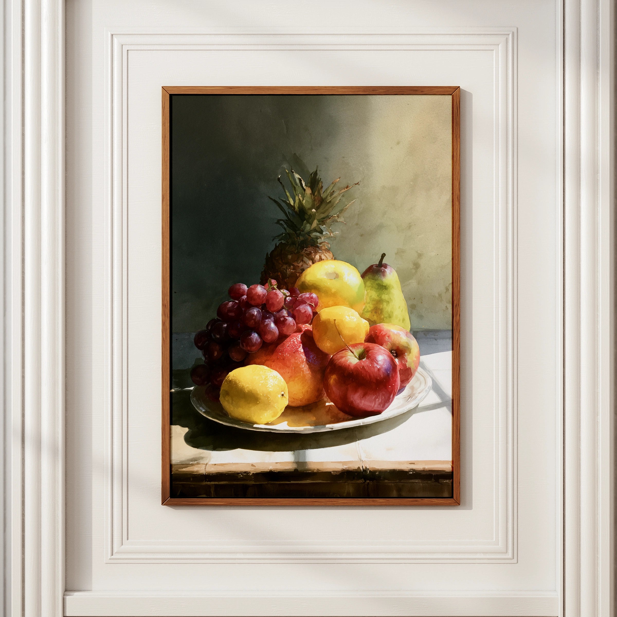 Fruit Still Life Poster, Watercolour Wall Art, Classic Kitchen Print
