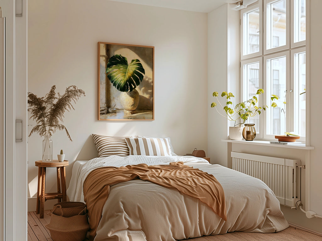 Monstera Leaf Wall Art, Botanical Poster, Oil Painting Style Print