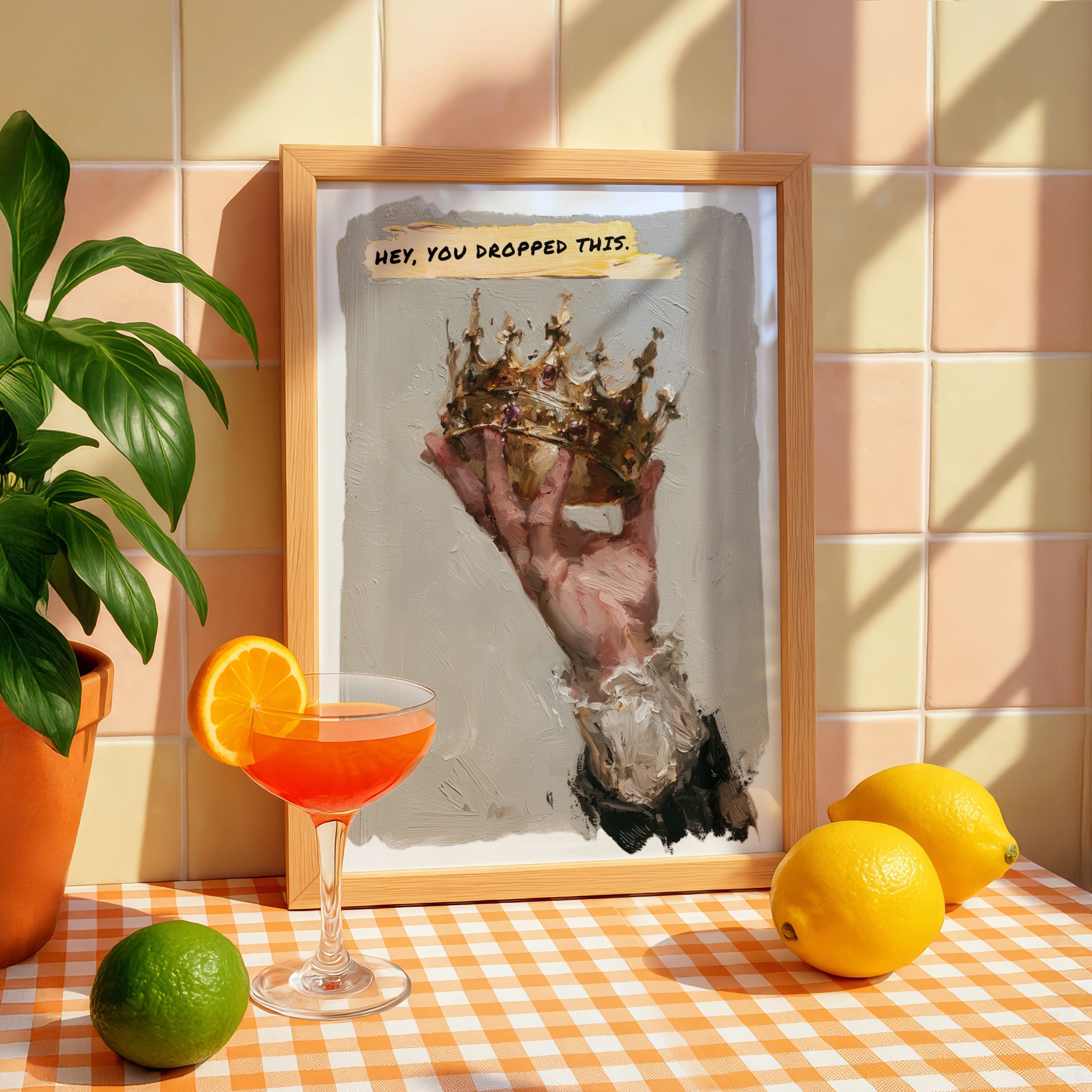 Crown Wall Art Print, Hey You Dropped This, Oil Painting Style Poster