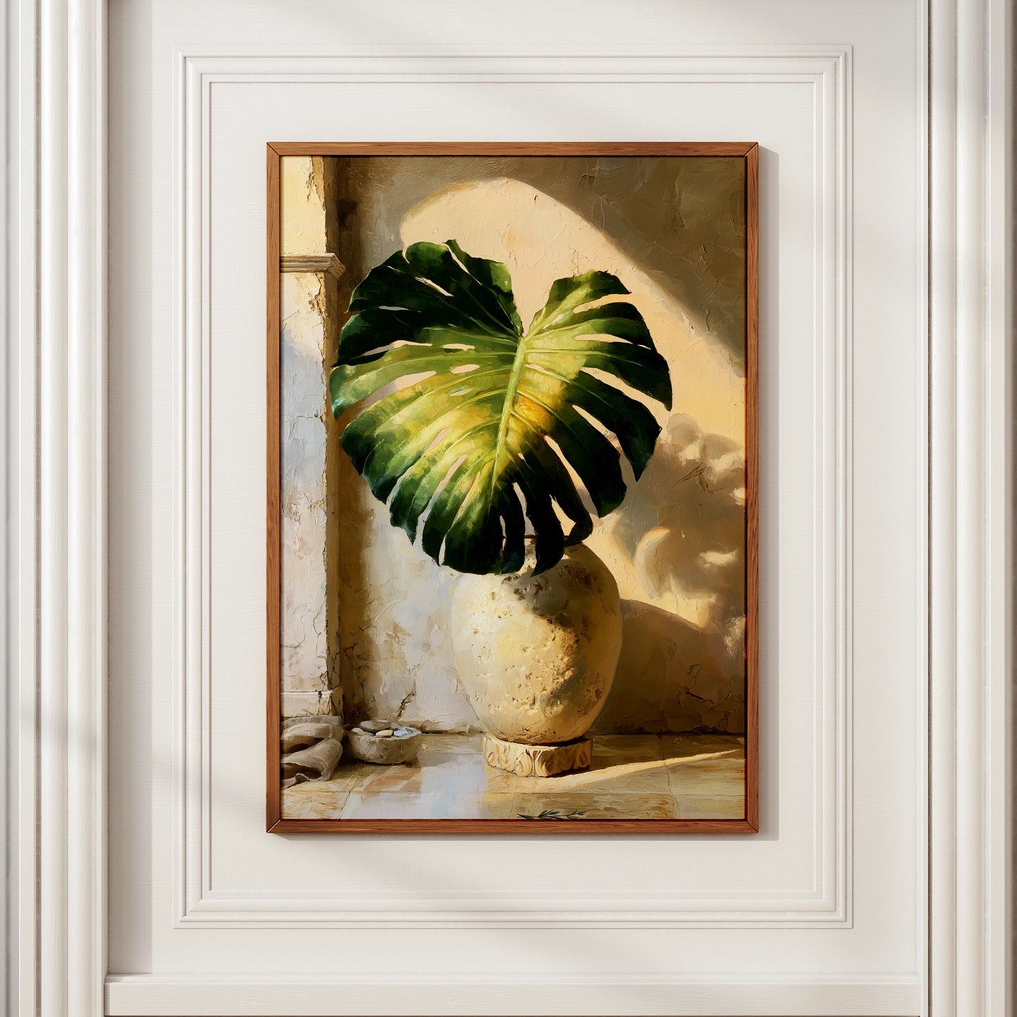 Monstera Leaf Wall Art, Botanical Poster, Oil Painting Style Print