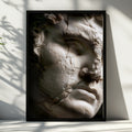 Roman Statue Close Up Art Print, Ancient Marble Sculpture Poster, Classical Dark