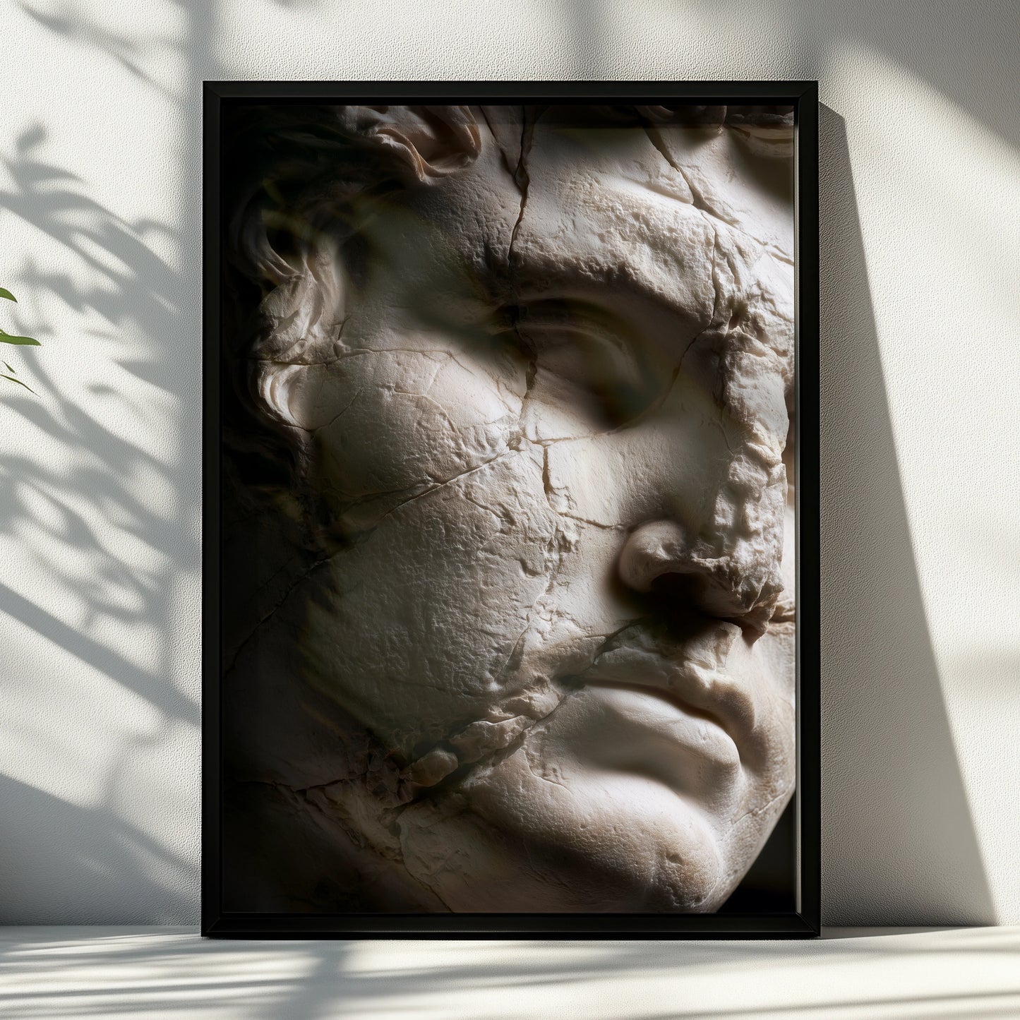 Roman Statue Close Up Art Print, Ancient Marble Sculpture Poster, Classical Dark