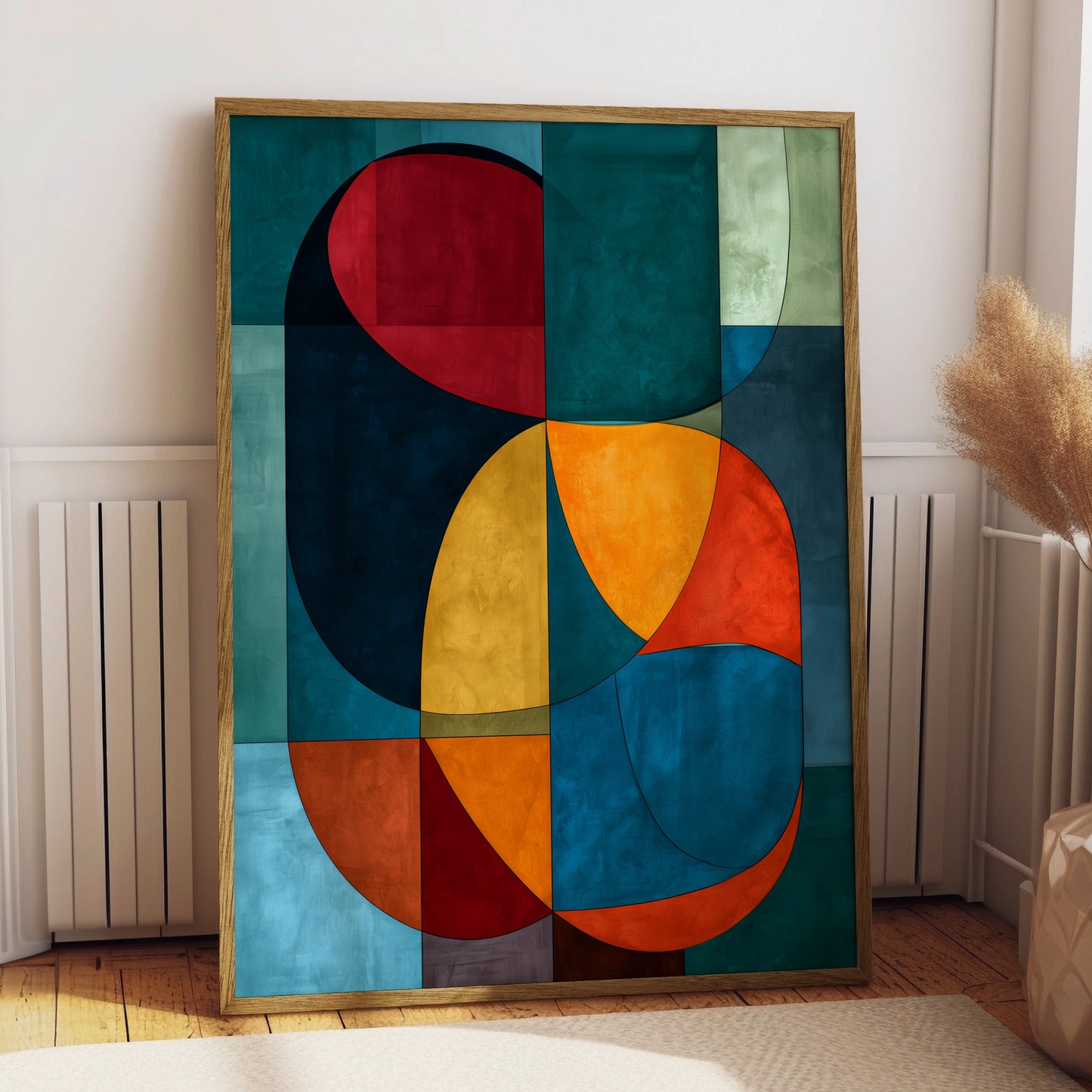 Abstract Geometric Art, Colourful Wall Decor, Modern Home Design, Vibrant Canvas Print