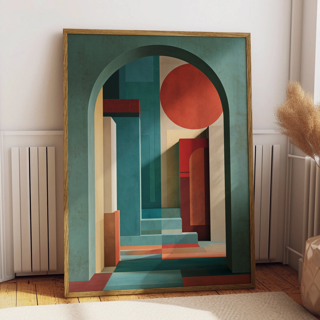 Abstract Geometric Art Print, Colourful Wall Decor, Modern Interior Artwork