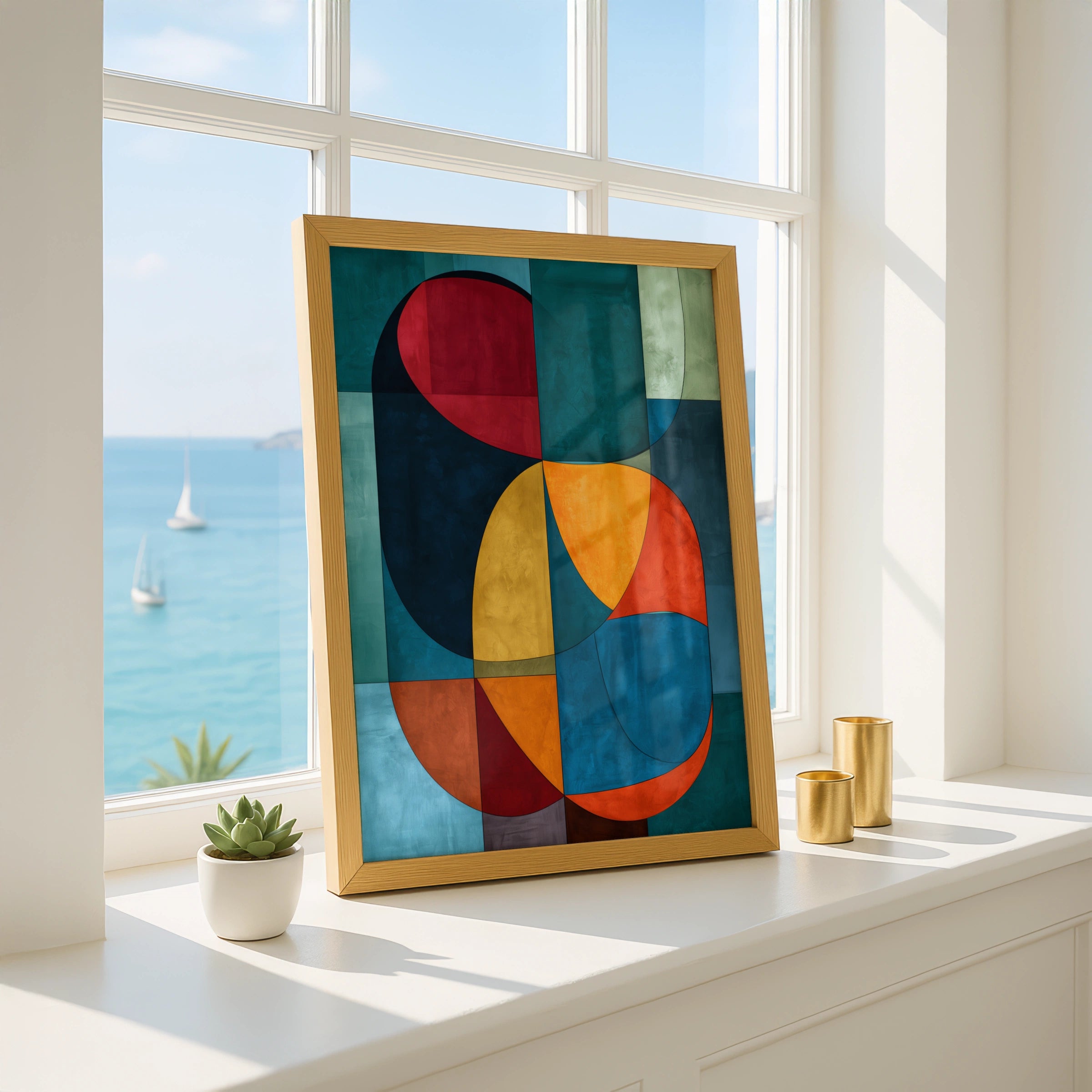 Abstract Geometric Art, Colourful Wall Decor, Modern Home Design, Vibrant Canvas Print
