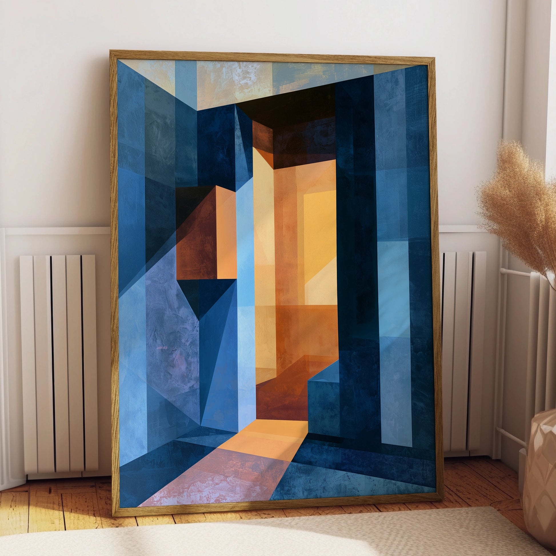 Abstract Doorway Art Print, Geometric Wall Art, Modern Decor, Blue Tones