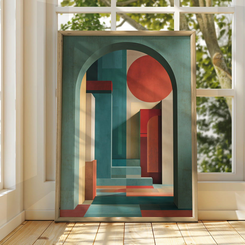 Abstract Geometric Art Print, Colourful Wall Decor, Modern Interior Artwork