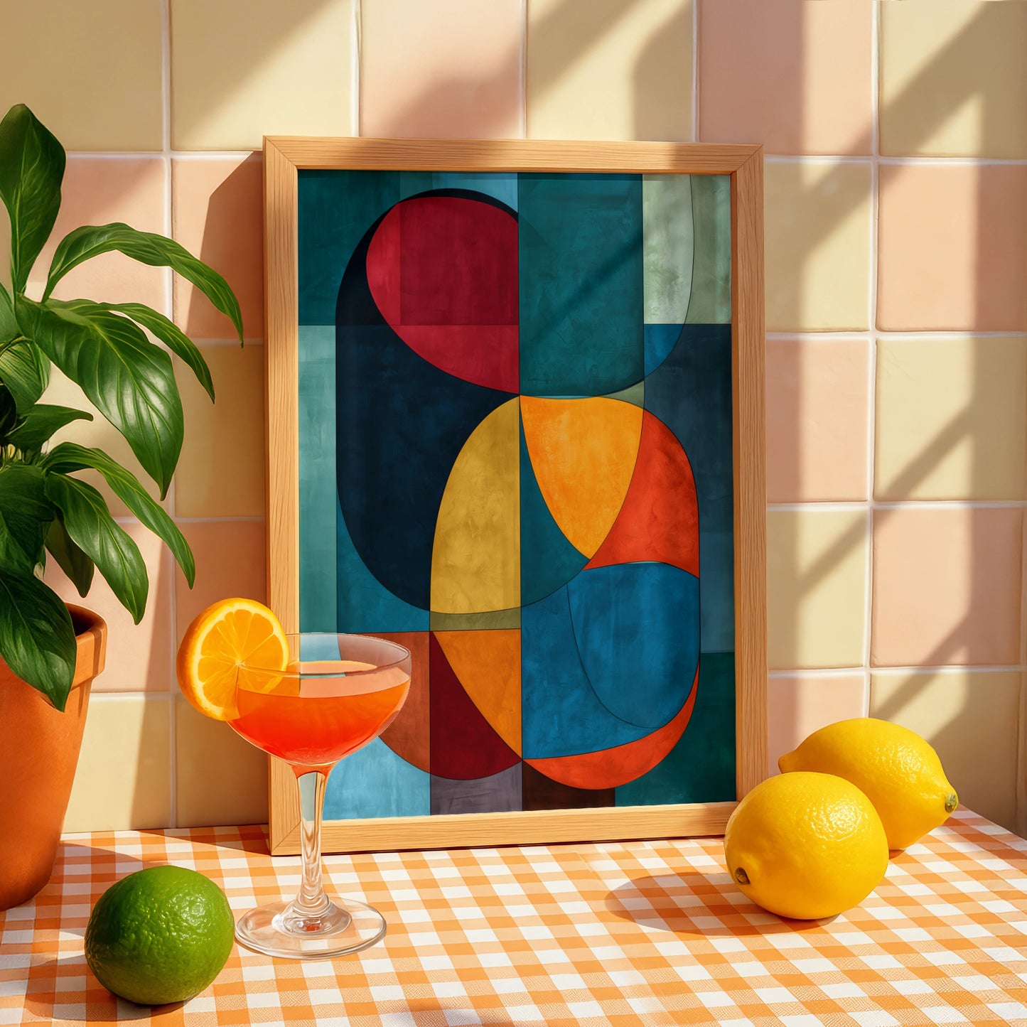 Abstract Geometric Art, Colourful Wall Decor, Modern Home Design, Vibrant Canvas Print