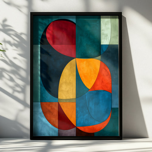 Abstract Geometric Art, Colourful Wall Decor, Modern Home Design, Vibrant Canvas Print