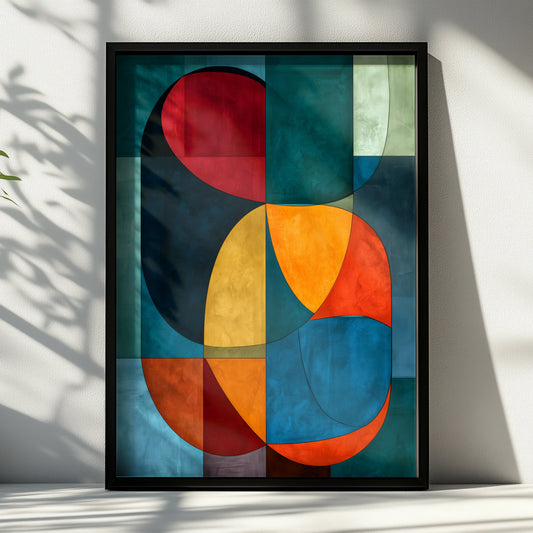 Abstract Geometric Art, Colourful Wall Decor, Modern Home Design, Vibrant Canvas Print