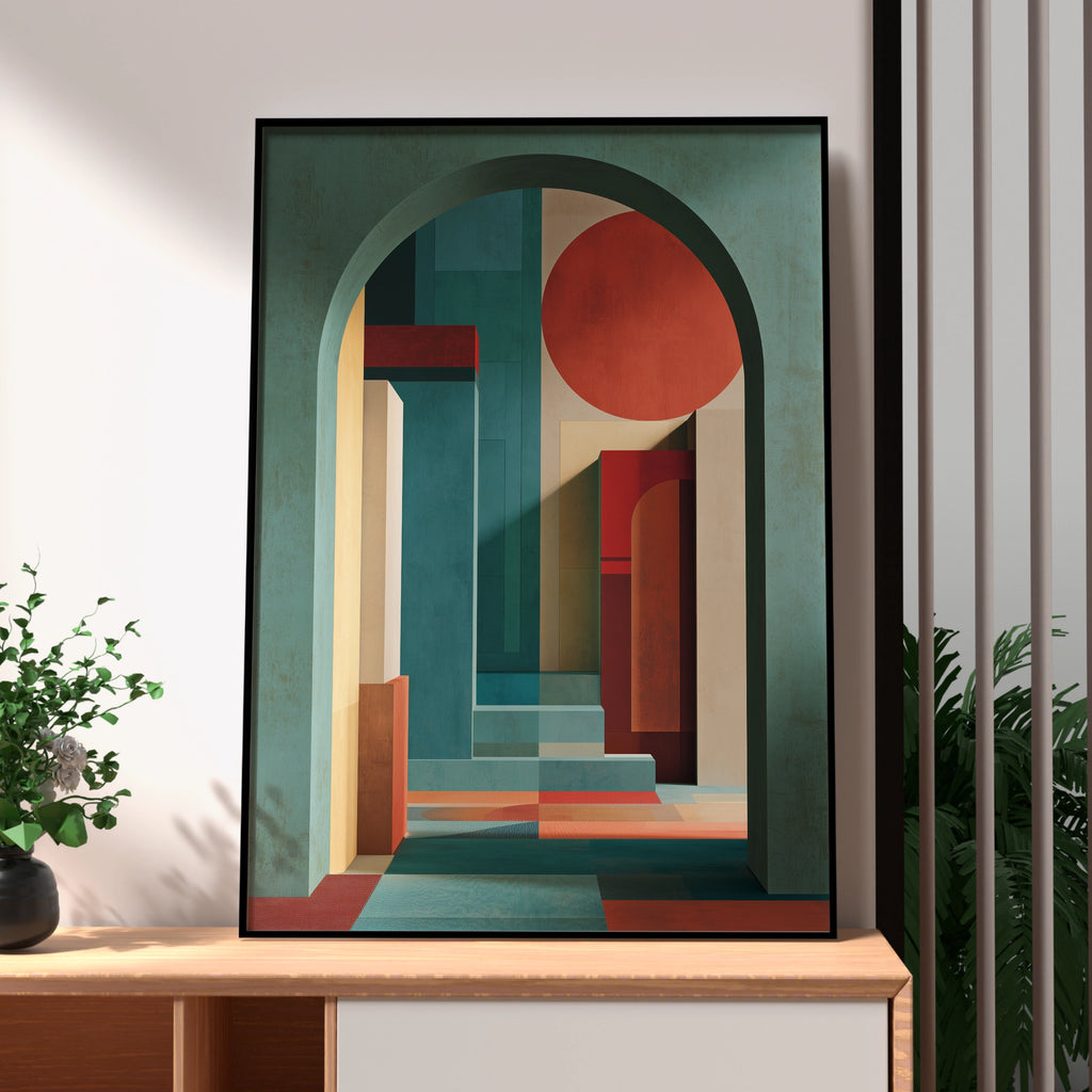 Abstract Geometric Art Print, Colourful Wall Decor, Modern Interior Artwork