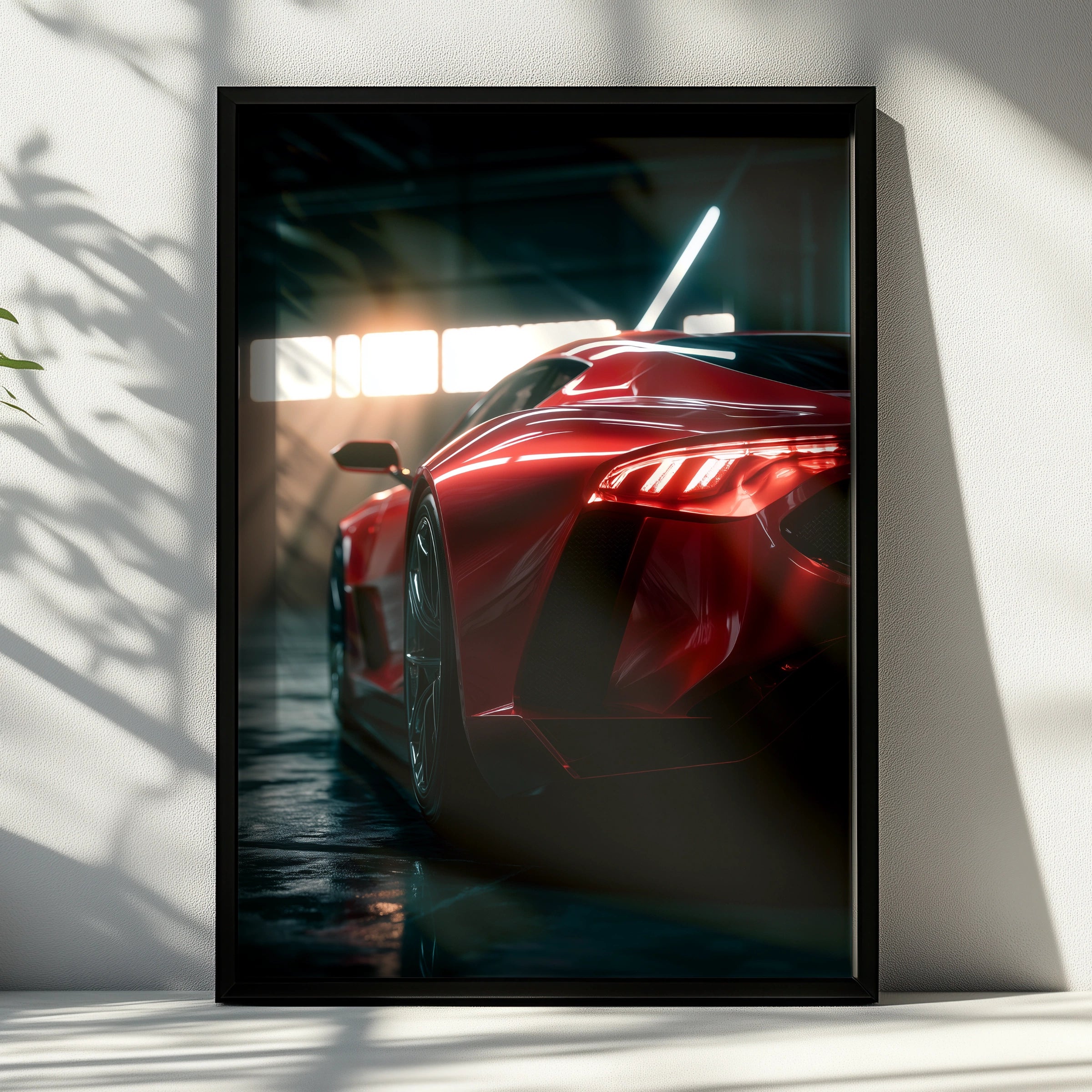 Red Supercar Wall Art, Sportscar Poster, Modern Car Decor, Minimalist Art