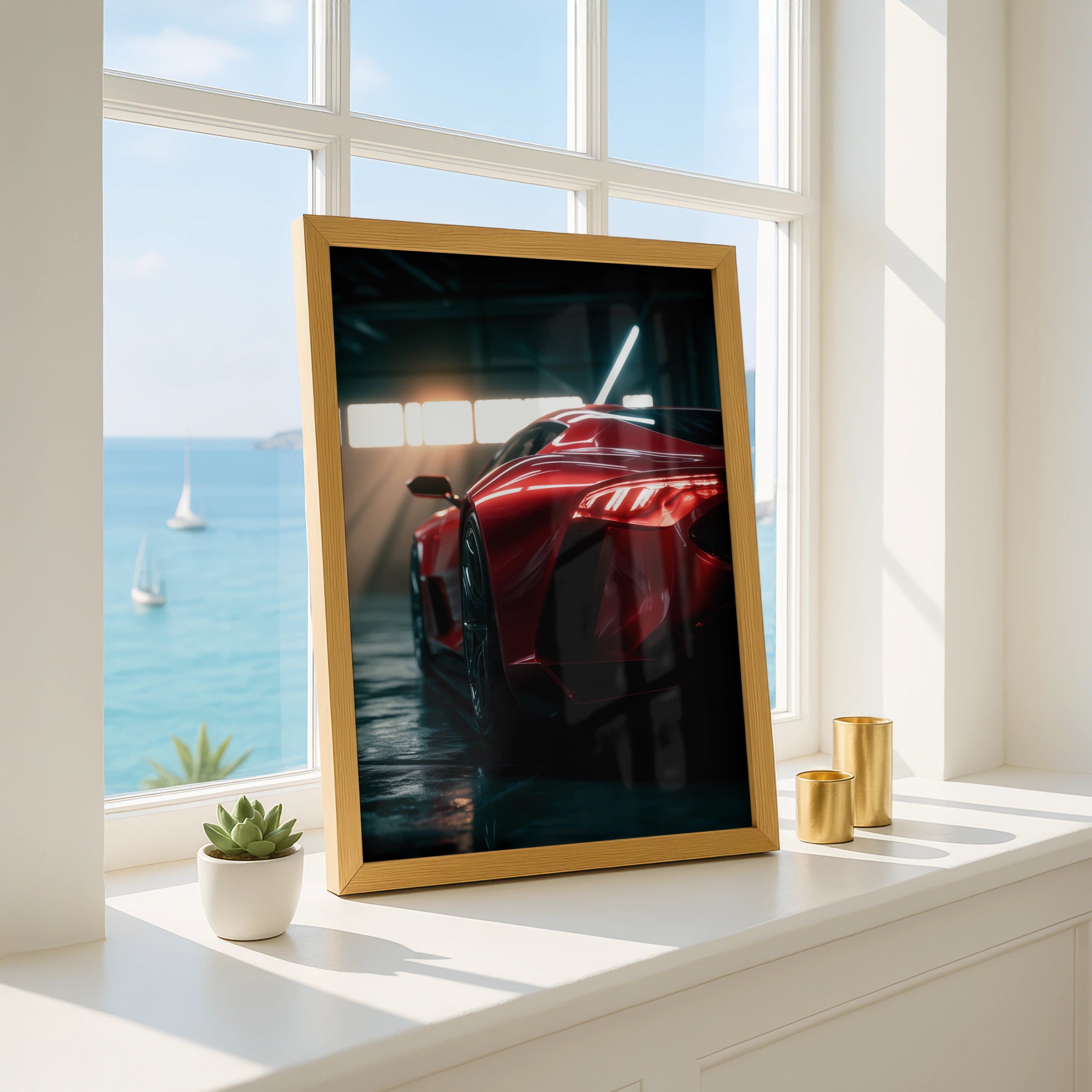 Red Supercar Wall Art, Sportscar Poster, Modern Car Decor, Minimalist Art