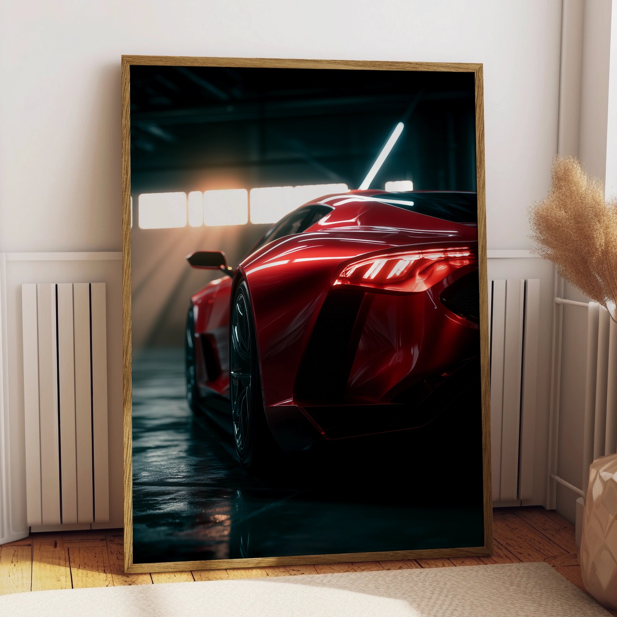 Red Supercar Wall Art, Sportscar Poster, Modern Car Decor, Minimalist Art