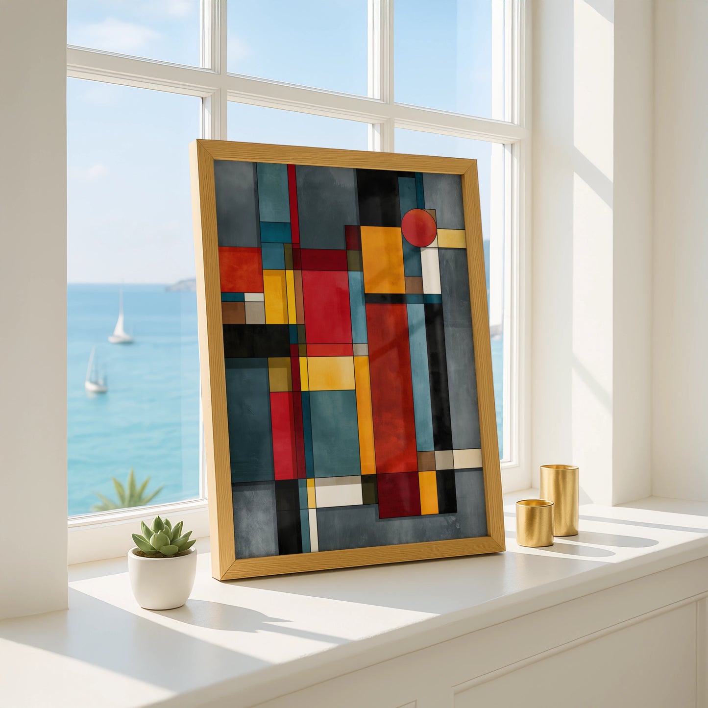 Abstract Geometric Wall Art, Bold Colourful Print, Modern Home Decor