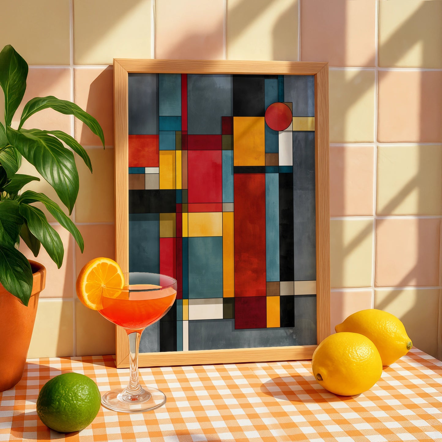 Abstract Geometric Wall Art, Bold Colourful Print, Modern Home Decor
