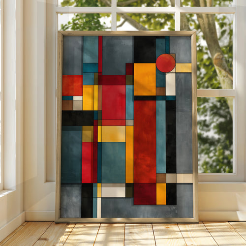 Abstract Geometric Wall Art, Bold Colourful Print, Modern Home Decor