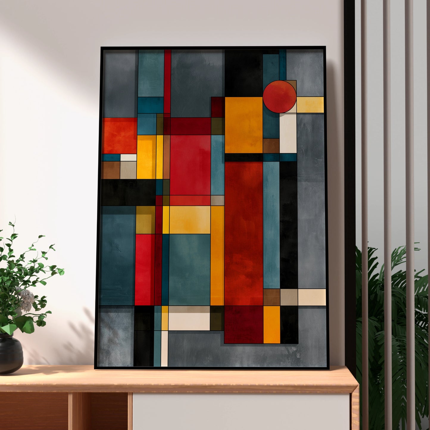 Abstract Geometric Wall Art, Bold Colourful Print, Modern Home Decor
