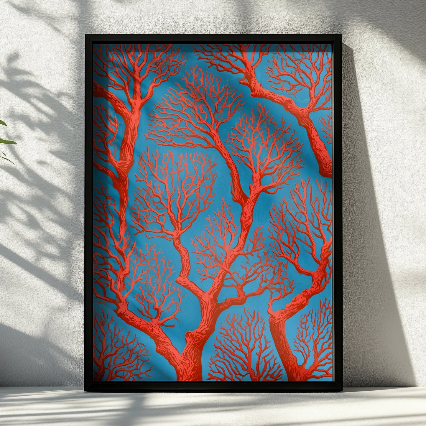 Coral Branch Wall Art, Vibrant Red Coral Print, Abstract Ocean Decor