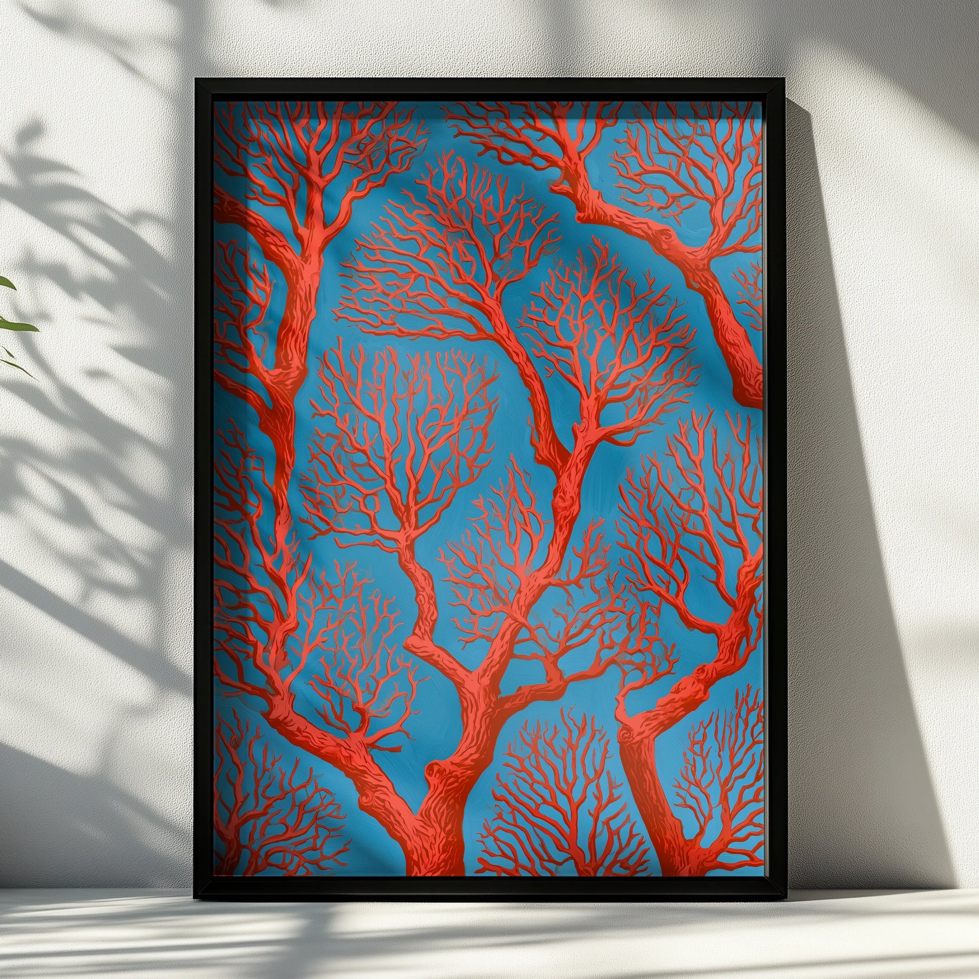 Coral Branch Wall Art, Vibrant Red Coral Print, Abstract Ocean Decor