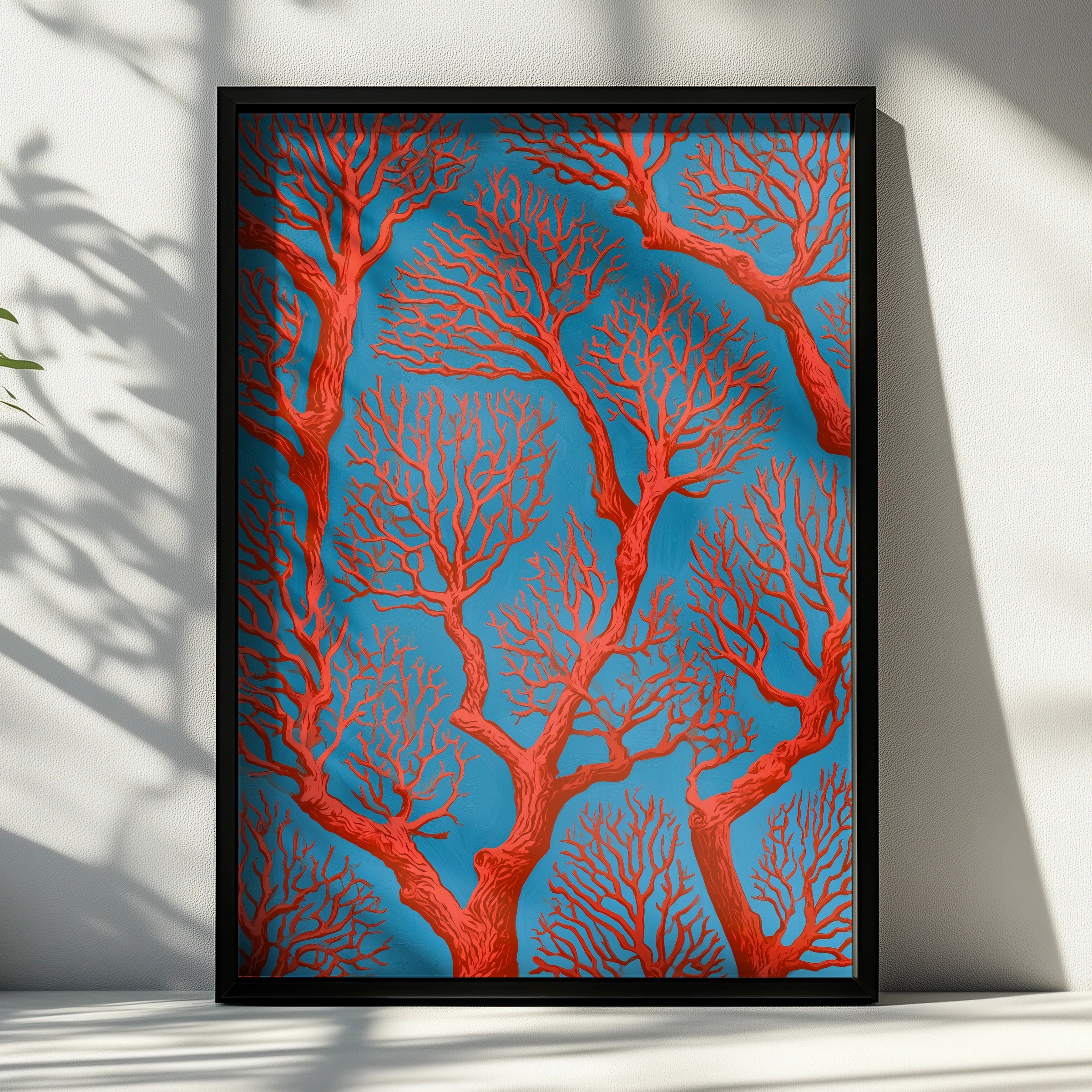 Coral Branch Wall Art, Vibrant Red Coral Print, Abstract Ocean Decor
