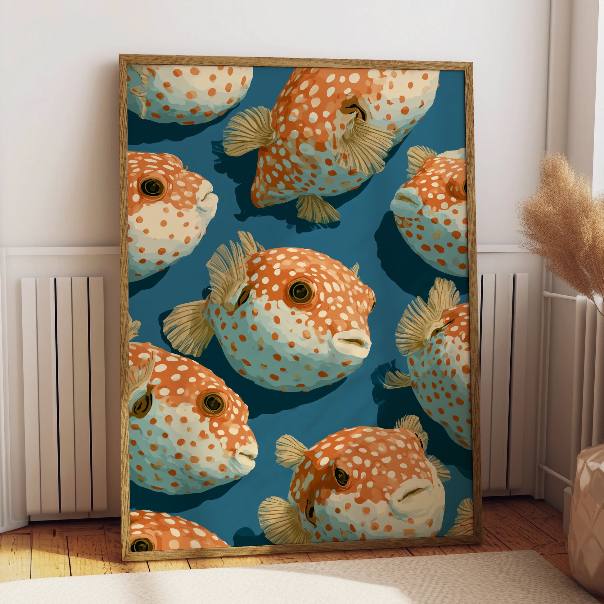 Pufferfish Art Print, Colourful Ocean Wall Decor, Whimsical Fish Illustration, Coastal Style, Ocean Lover Gift