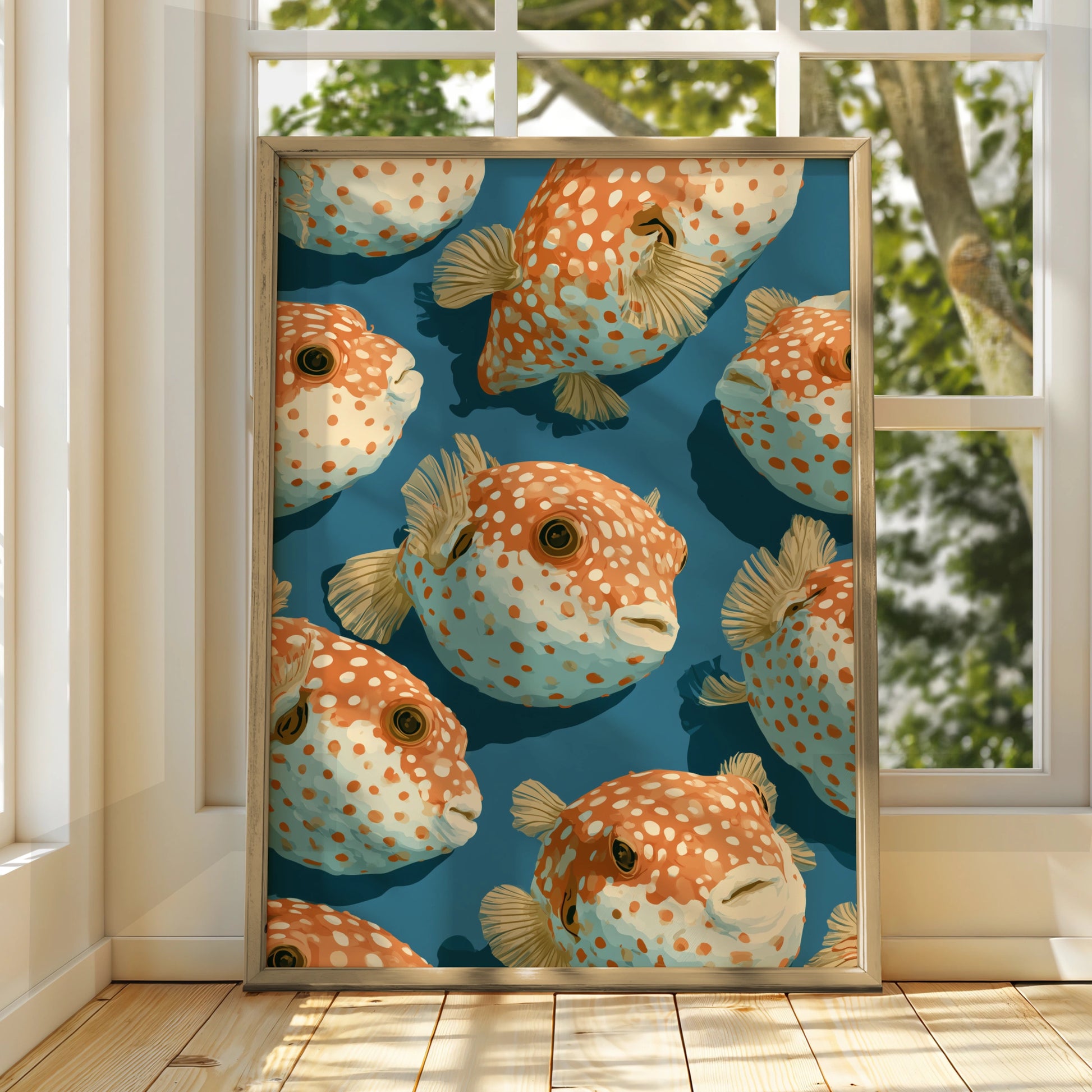 Pufferfish Art Print, Colourful Ocean Wall Decor, Whimsical Fish Illustration, Coastal Style, Ocean Lover Gift