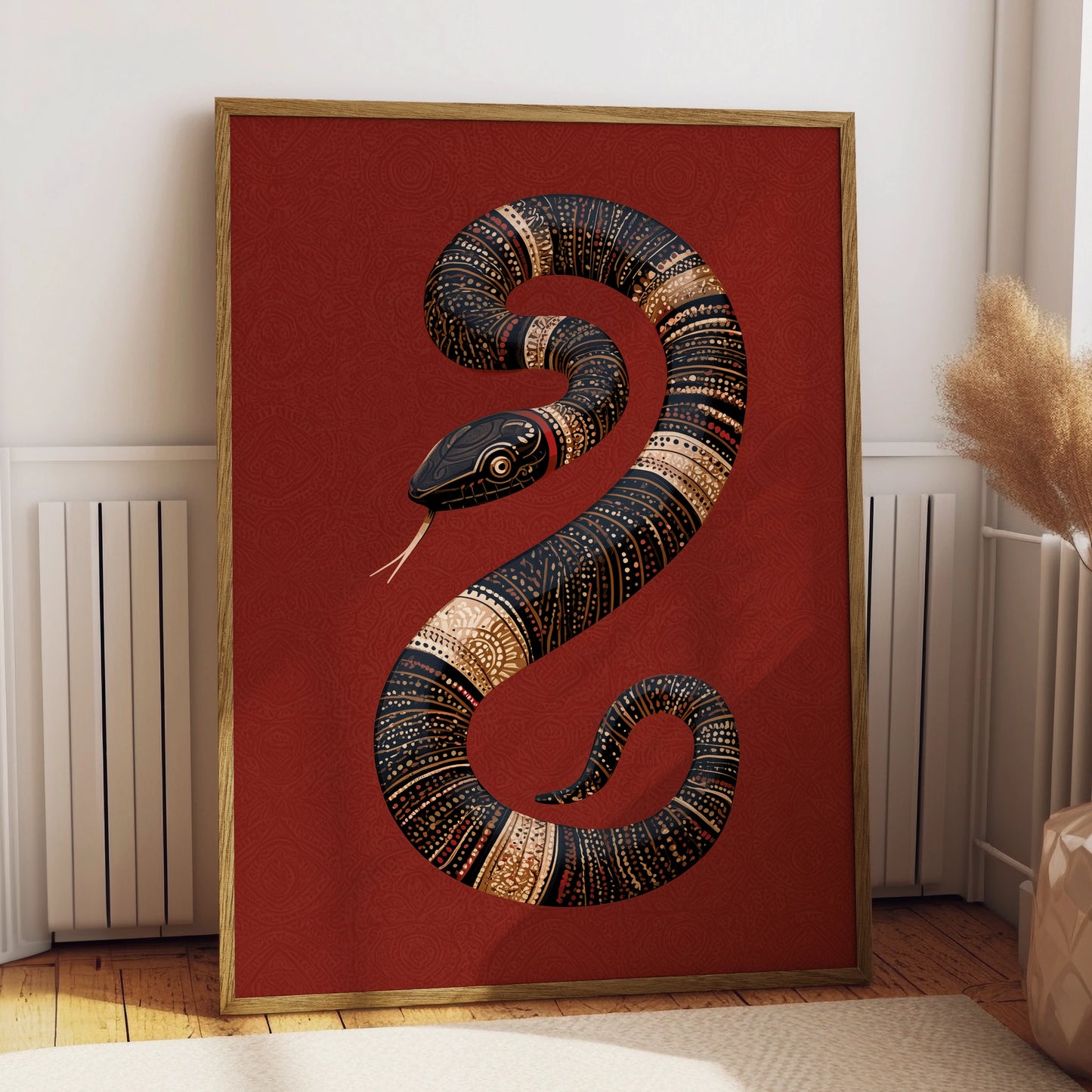 Snake Art Print, Folk Style Wall Decor, Unique Home Artwork, Bohemian Decor, Minimalist Aesthetic