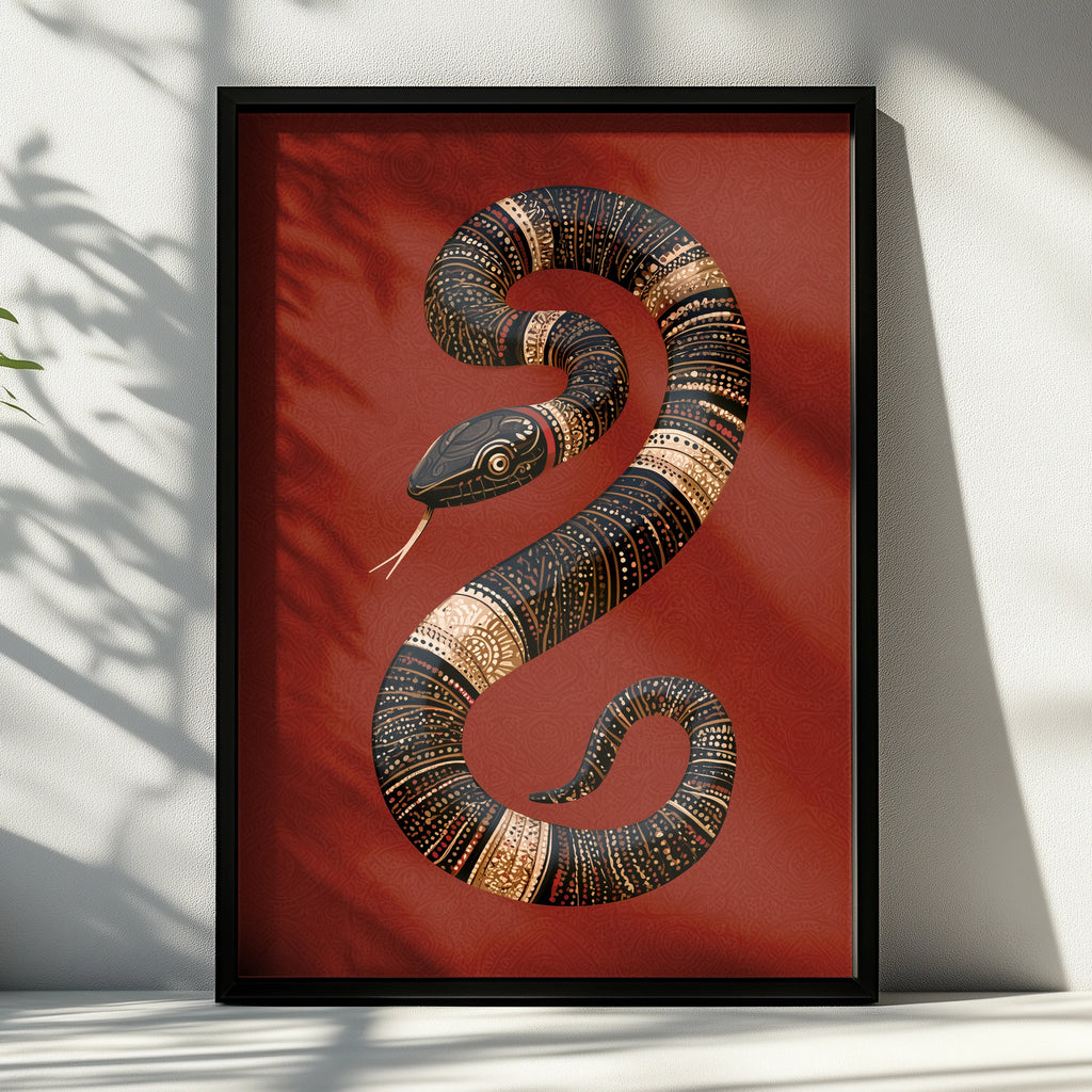 Snake Art Print, Folk Style Wall Decor, Unique Home Artwork, Bohemian Decor, Minimalist Aesthetic