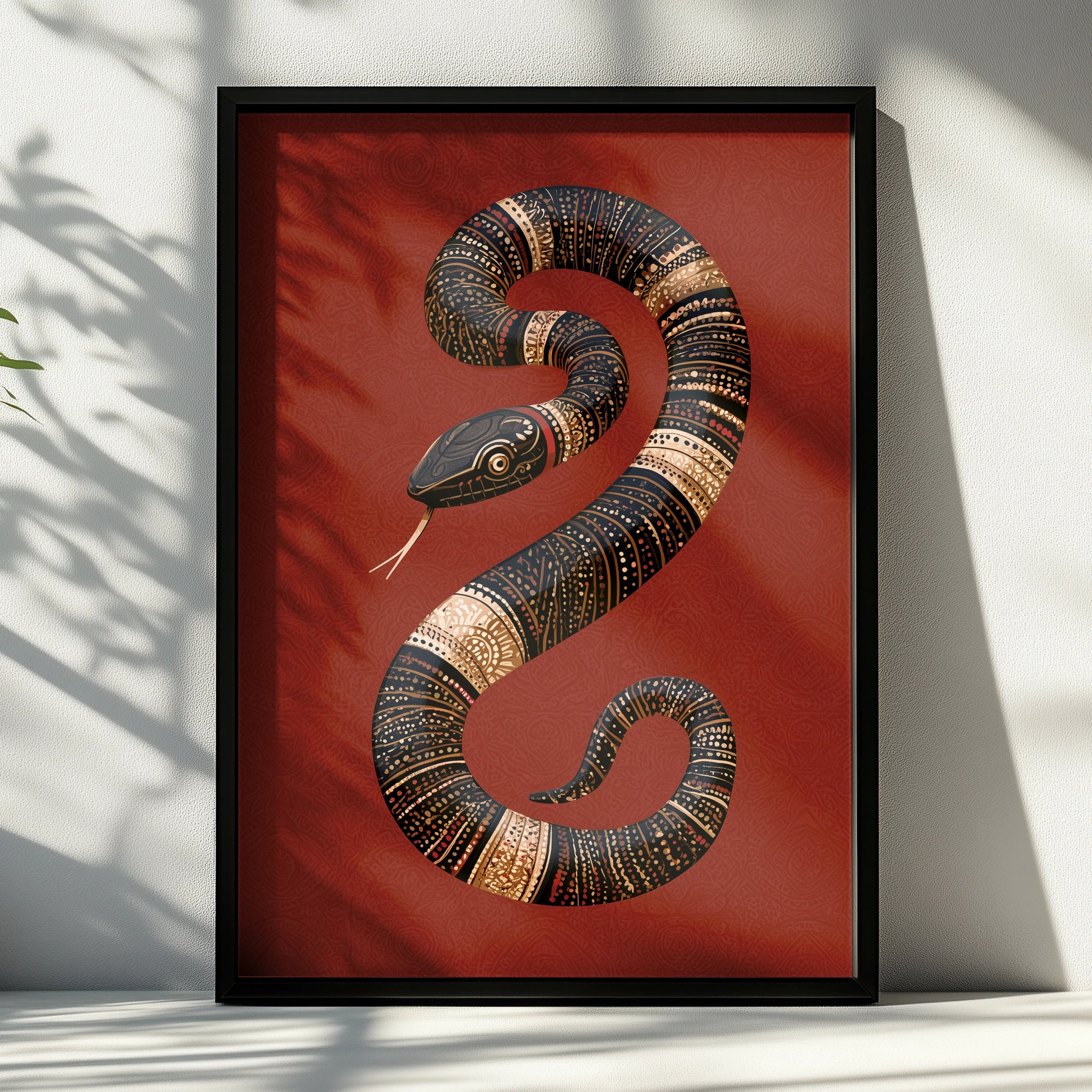 Snake Art Print, Folk Style Wall Decor, Unique Home Artwork, Bohemian Decor, Minimalist Aesthetic