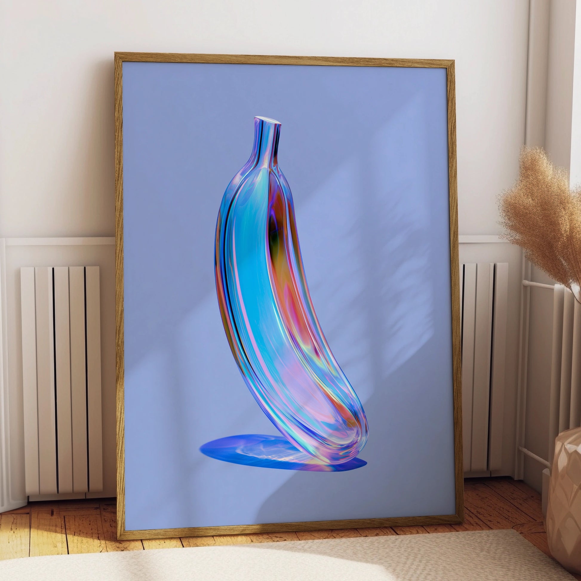 Colourful Banana Sculpture, Modern Wall Art Print, Abstract Home Decor, Vibrant Design