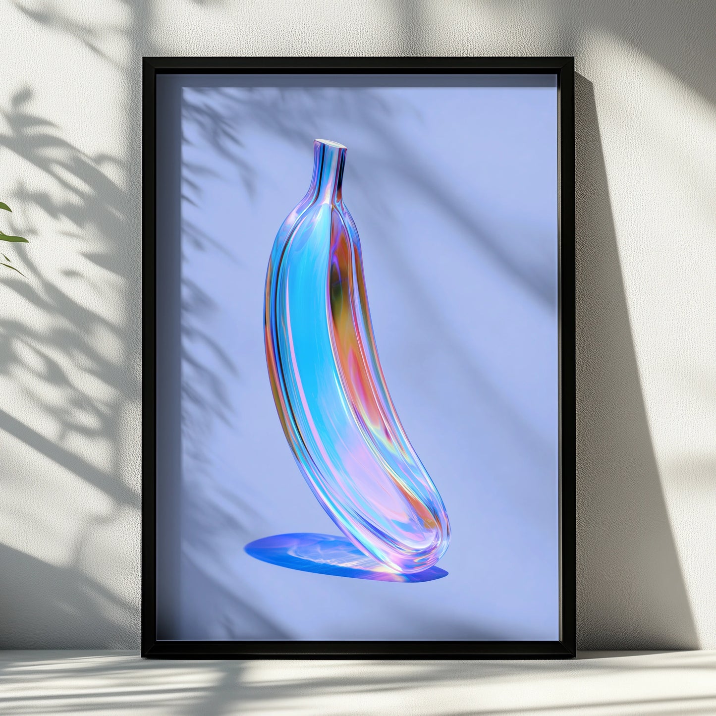 Colourful Banana Sculpture, Modern Wall Art Print, Abstract Home Decor, Vibrant Design