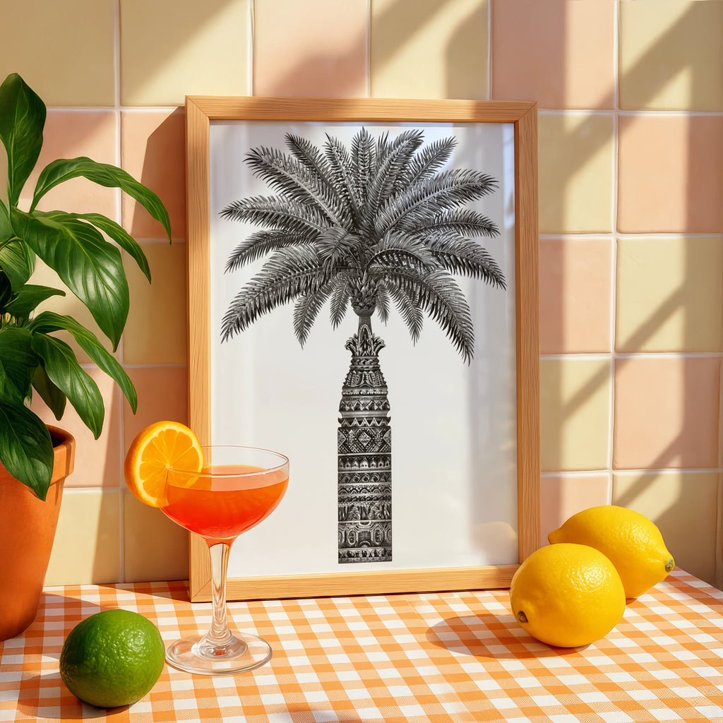 Palm Tree Art Print, Botanical Wall Art, Black and White Decor, Nature Illustration