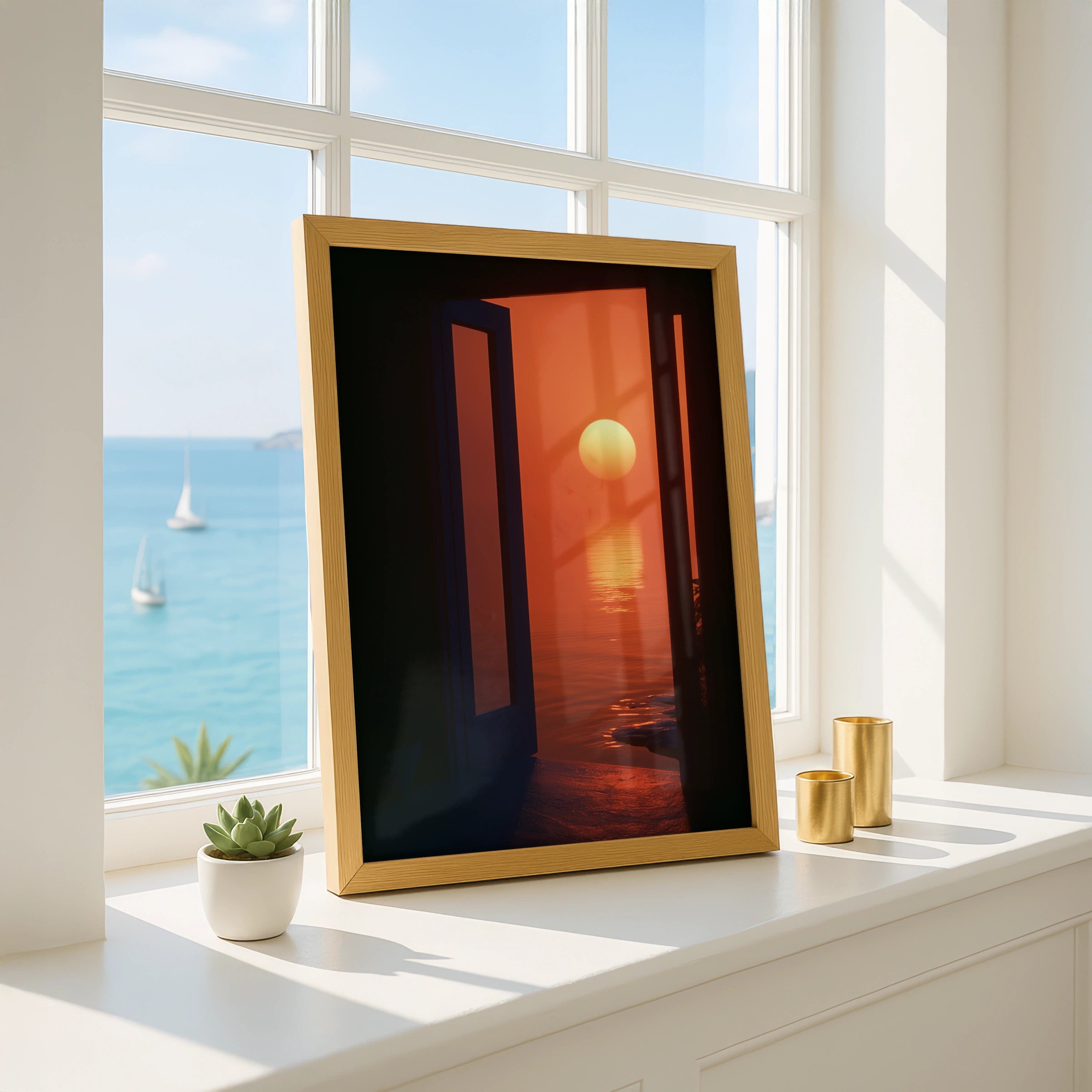 Sunset Doorway Scene ��� Printable Wall Art ��� Serene Coastal Nursery Decor