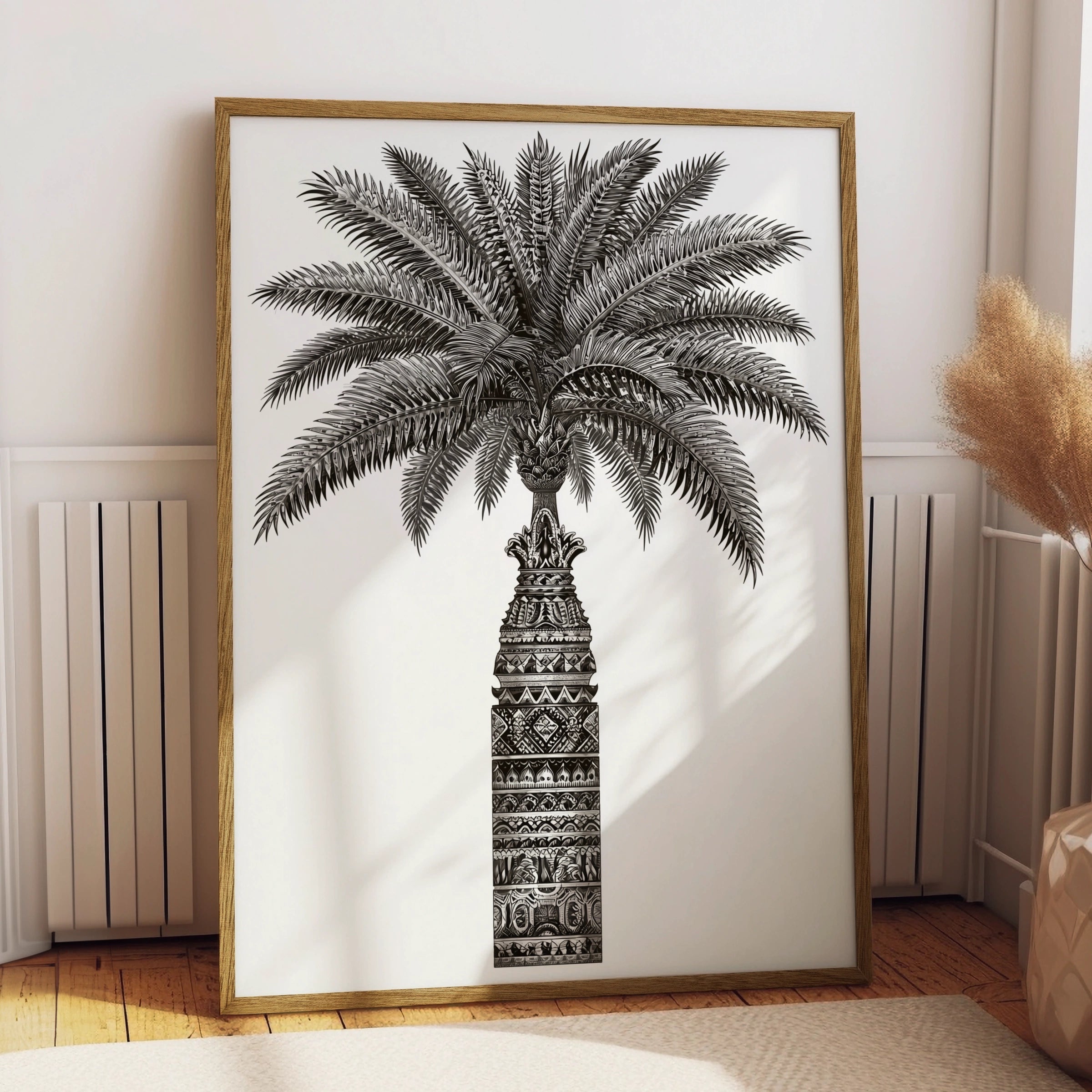 Palm Tree Art Print, Botanical Wall Art, Black and White Decor, Nature Illustration