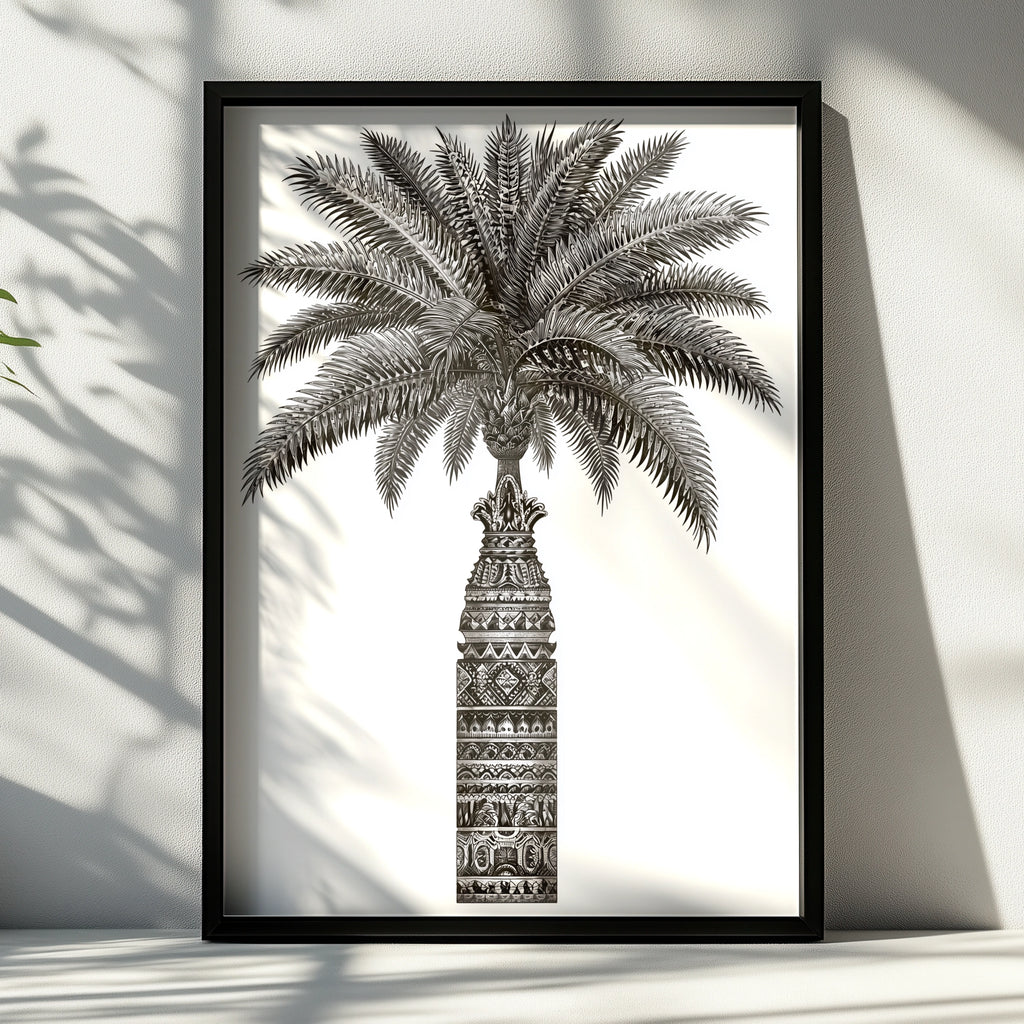 Palm Tree Art Print, Botanical Wall Art, Black and White Decor, Nature Illustration