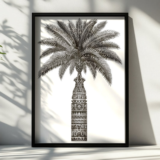 Palm Tree Art Print, Botanical Wall Art, Black and White Decor, Nature Illustration