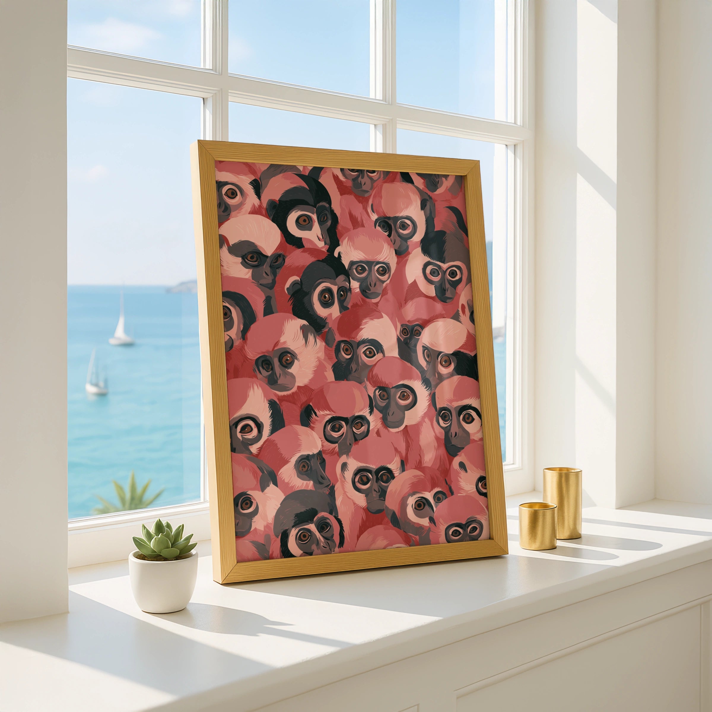 Monkeys Wall Art, Colourful Monkey Print, Unique Animal Poster, Fun Home Decor