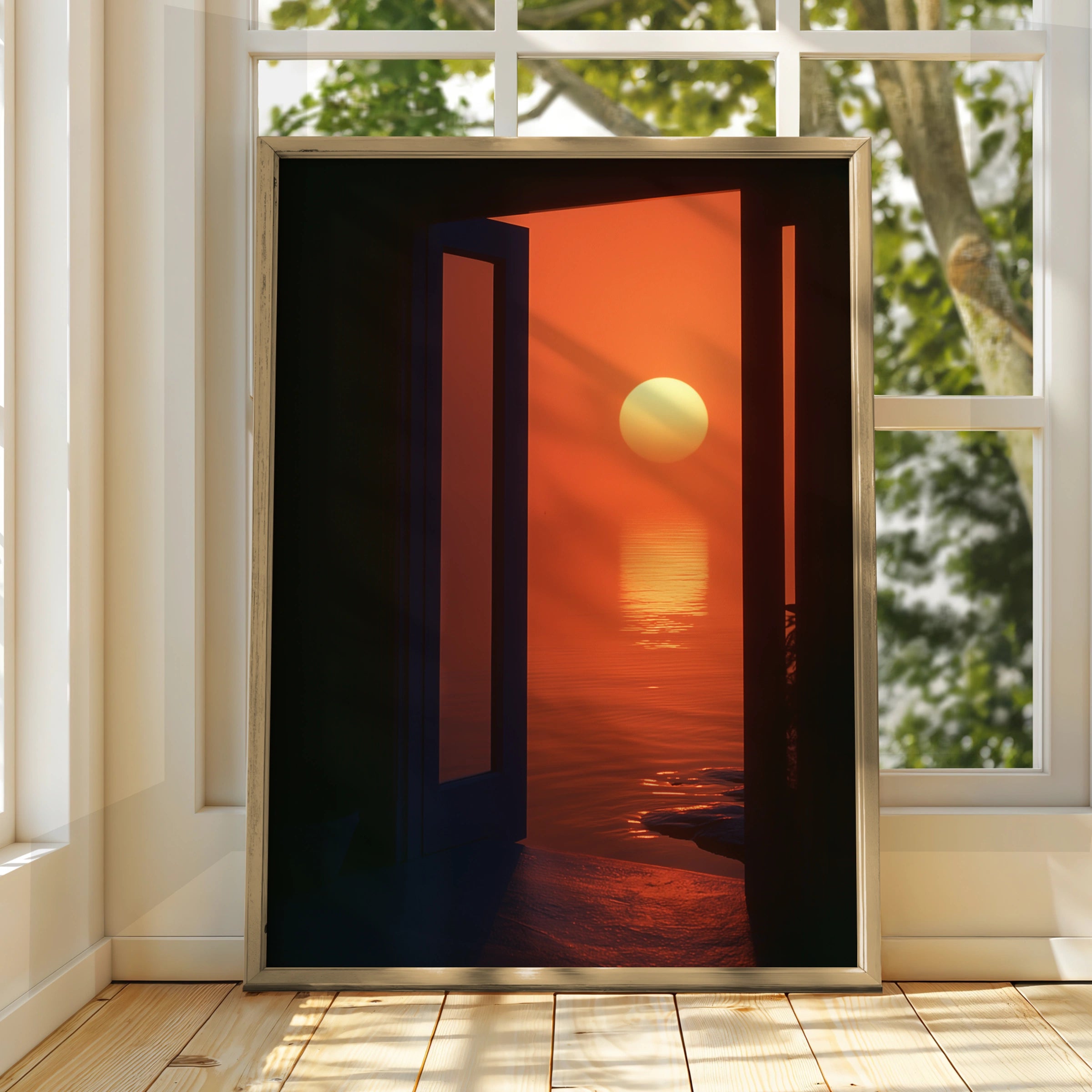 Sunset Doorway Scene ��� Printable Wall Art ��� Serene Coastal Nursery Decor
