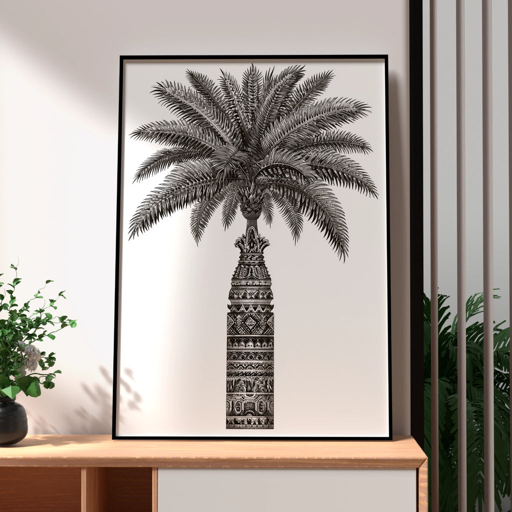 Palm Tree Art Print, Botanical Wall Art, Black and White Decor, Nature Illustration