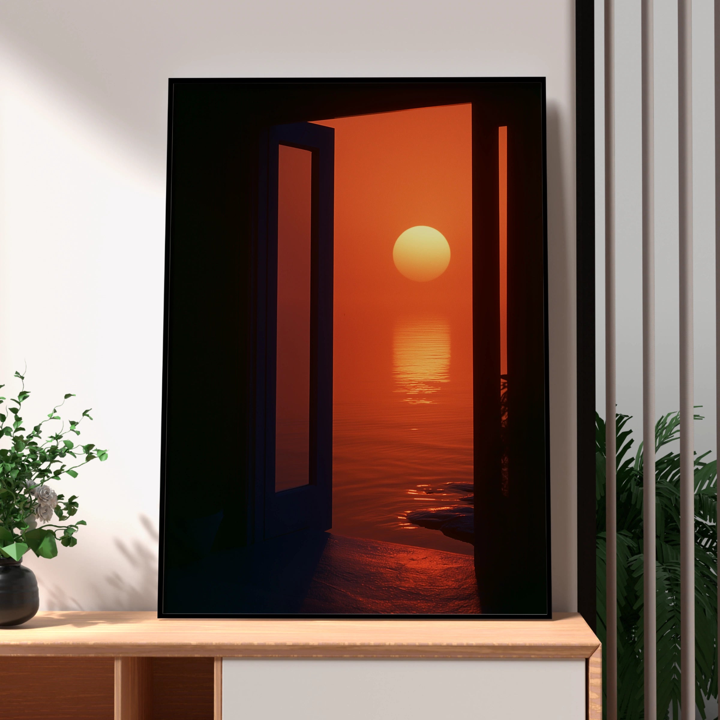 Sunset Doorway Scene ��� Printable Wall Art ��� Serene Coastal Nursery Decor