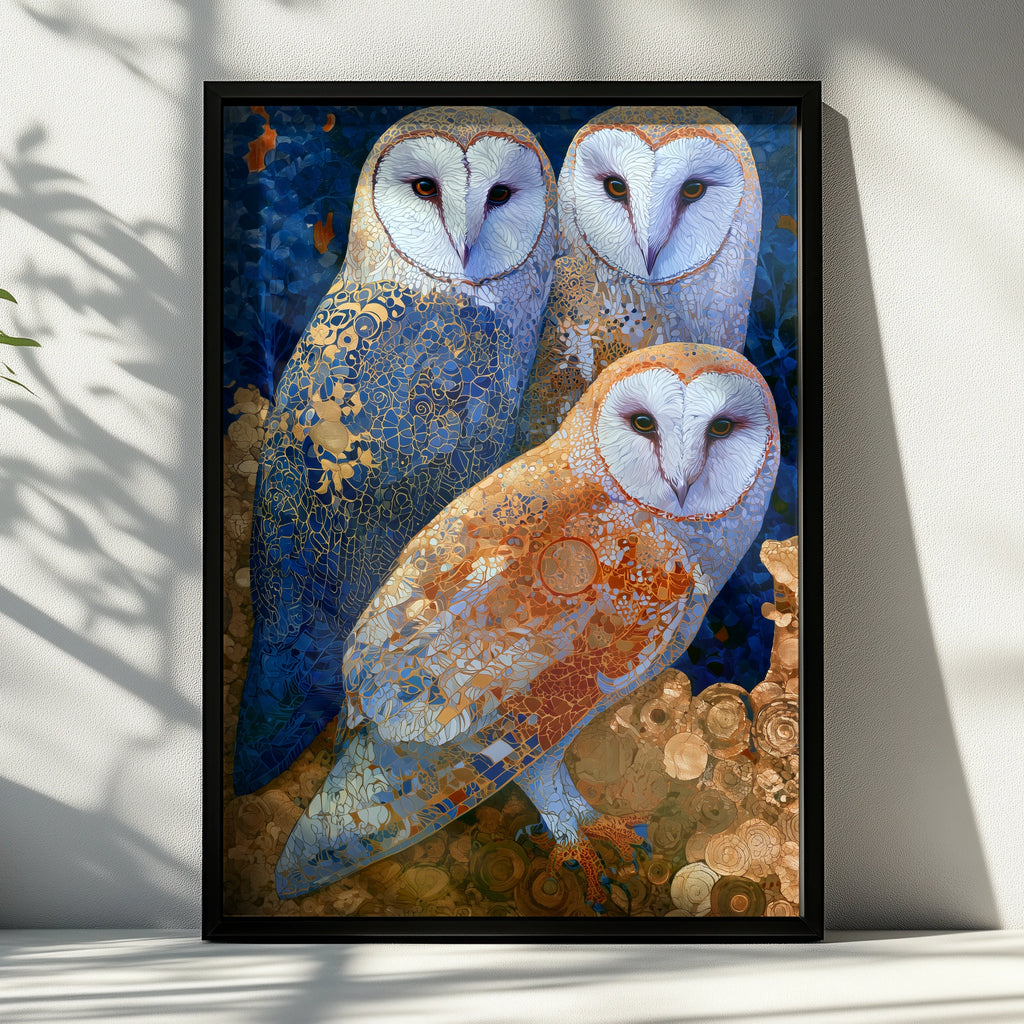 Elegant Barn Owls Art Print, Colourful Wall Art, Decorative Poster, Unique Home Decor