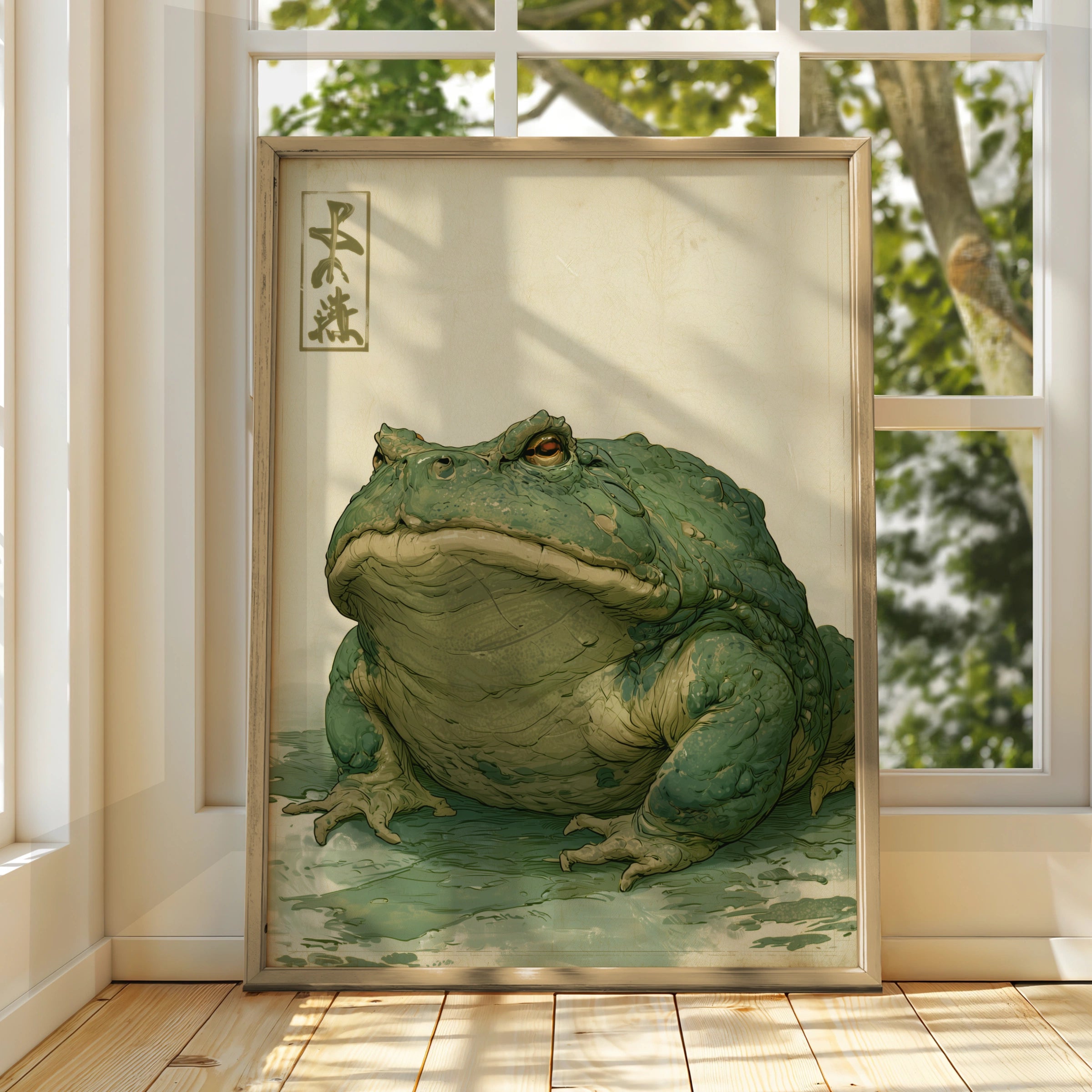 Japanese Frog Art Print, Detailed Frog Illustration, Vintage Style Wall Decor