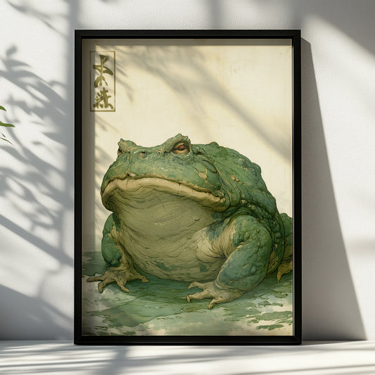 Japanese Frog Art Print, Detailed Frog Illustration, Vintage Style Wall Decor