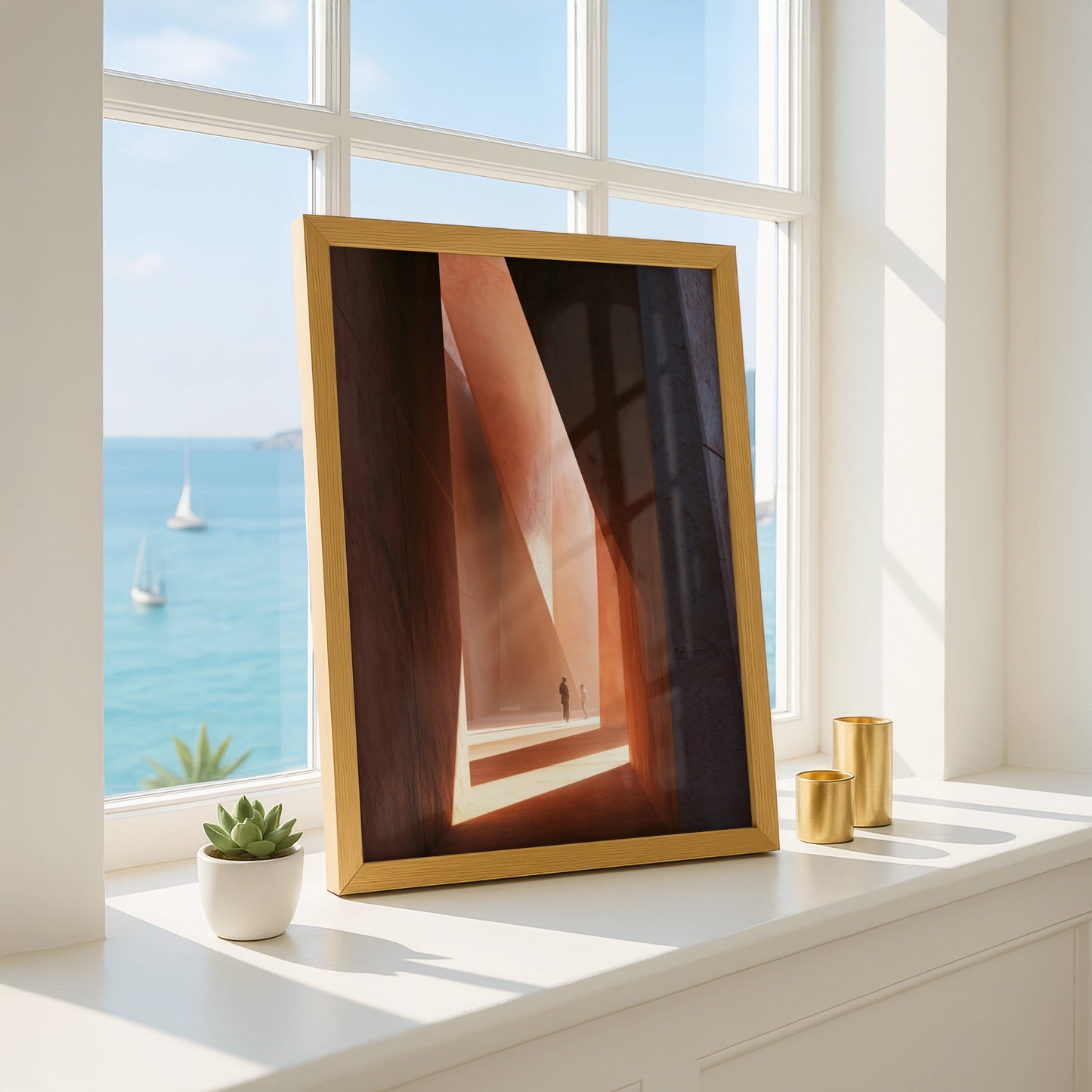 Passageway Art Print, Abstract Modern Design, Minimalist Wall Decor, Warm Earthy Tones