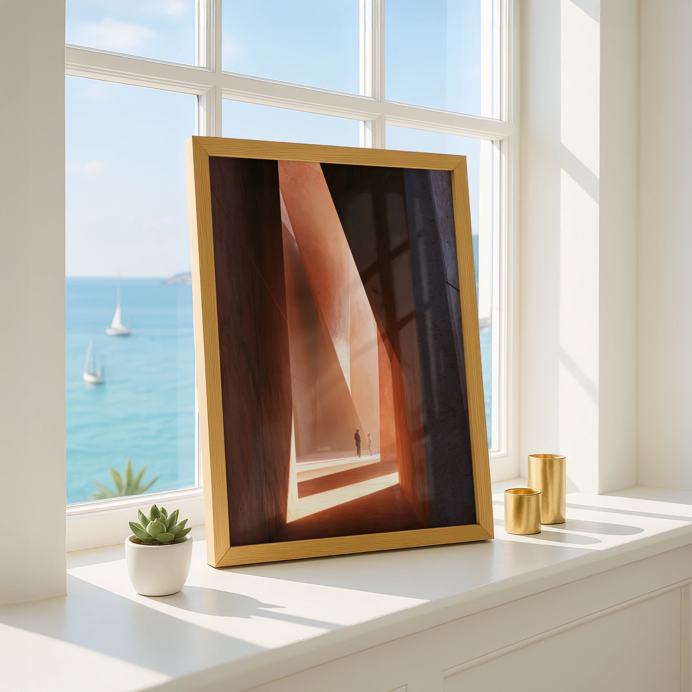 Passageway Art Print, Abstract Modern Design, Minimalist Wall Decor, Warm Earthy Tones